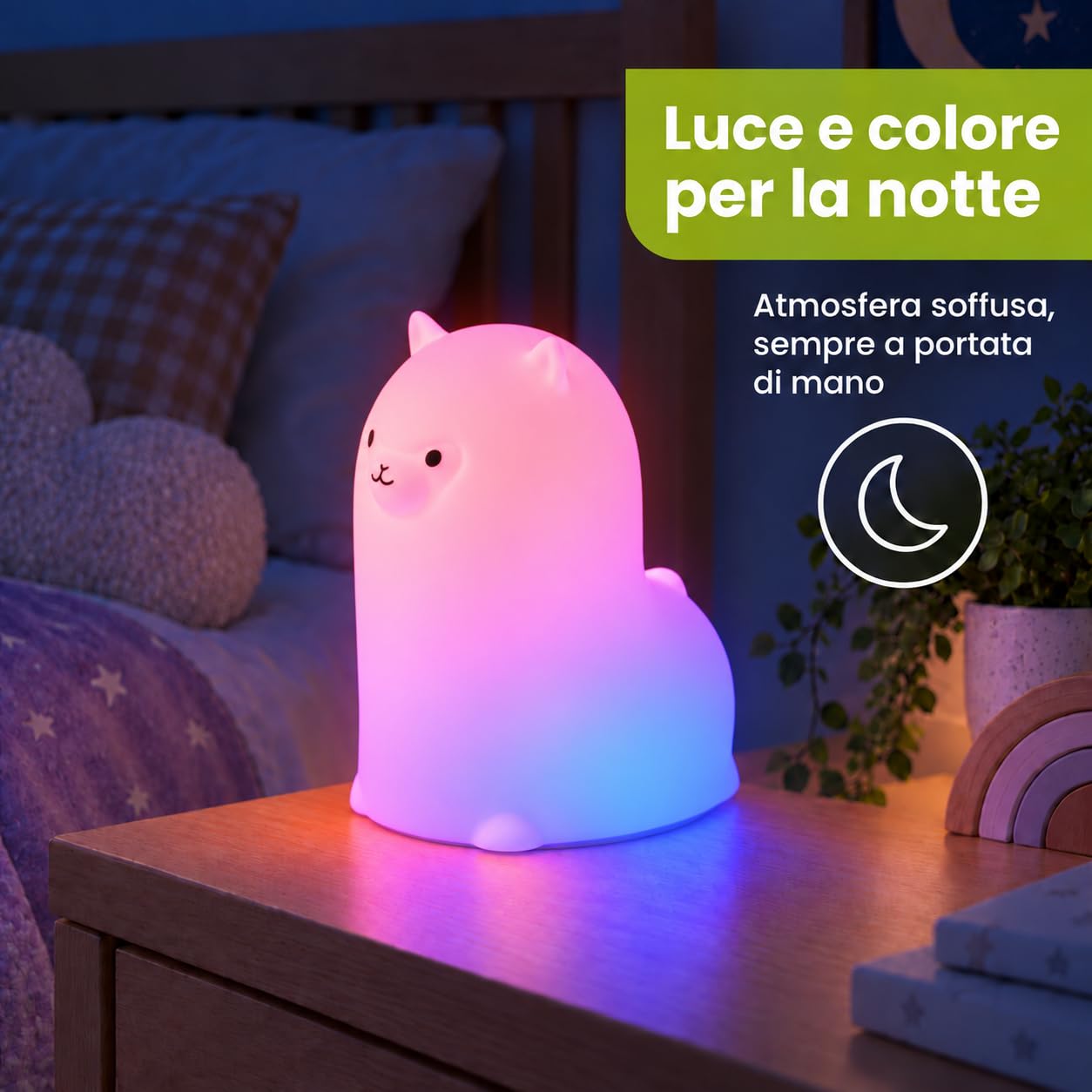 Lampada Notturna LED RGB  in Silicone, Ricaricabile USB