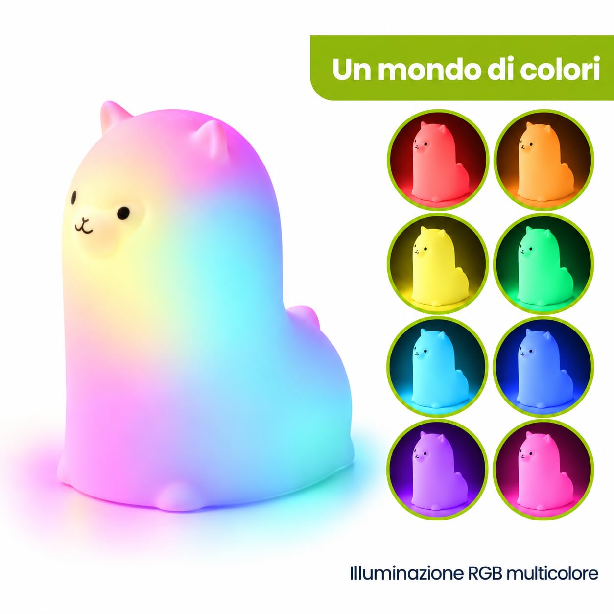Lampada Notturna LED RGB  in Silicone, Ricaricabile USB