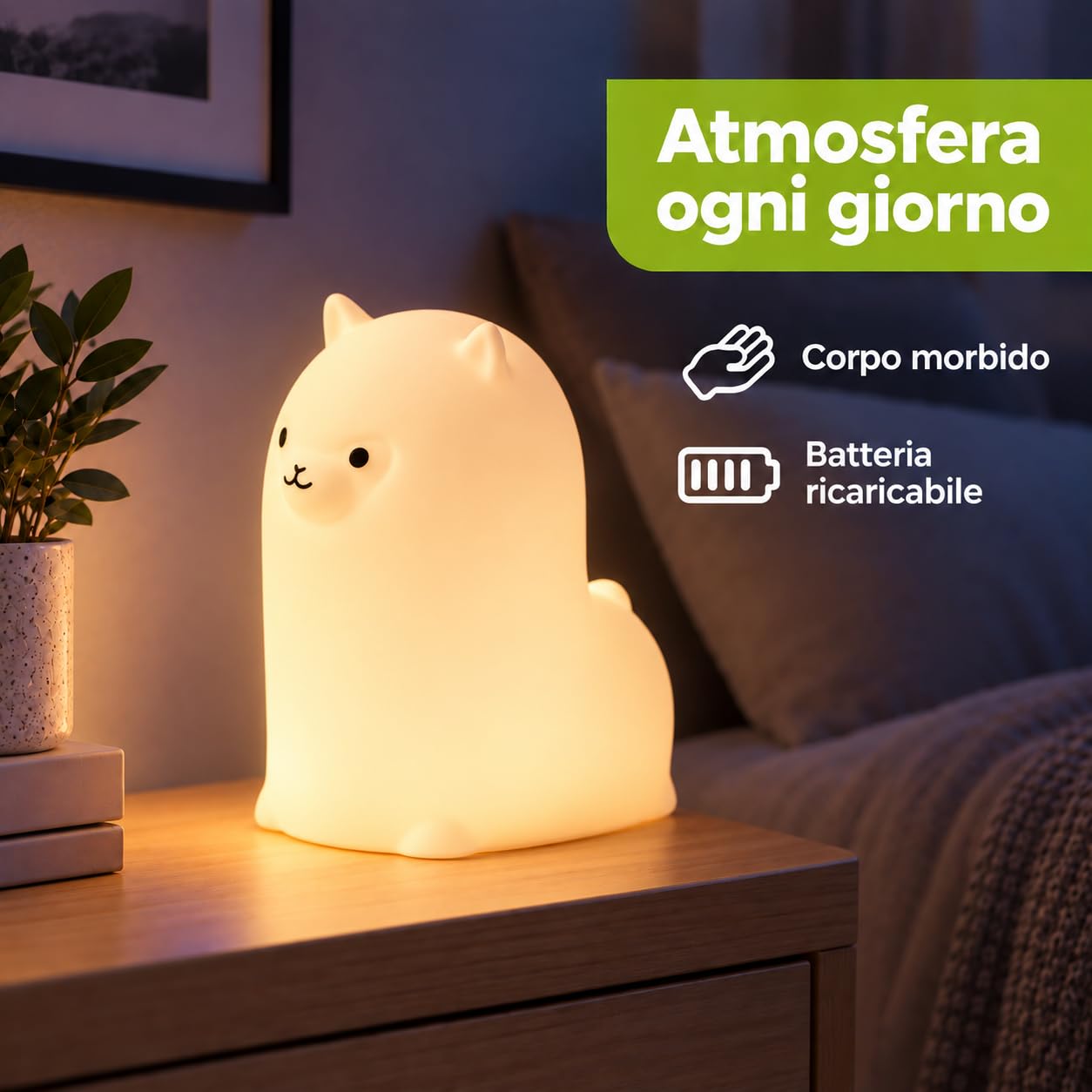 Lampada Notturna LED RGB  in Silicone, Ricaricabile USB