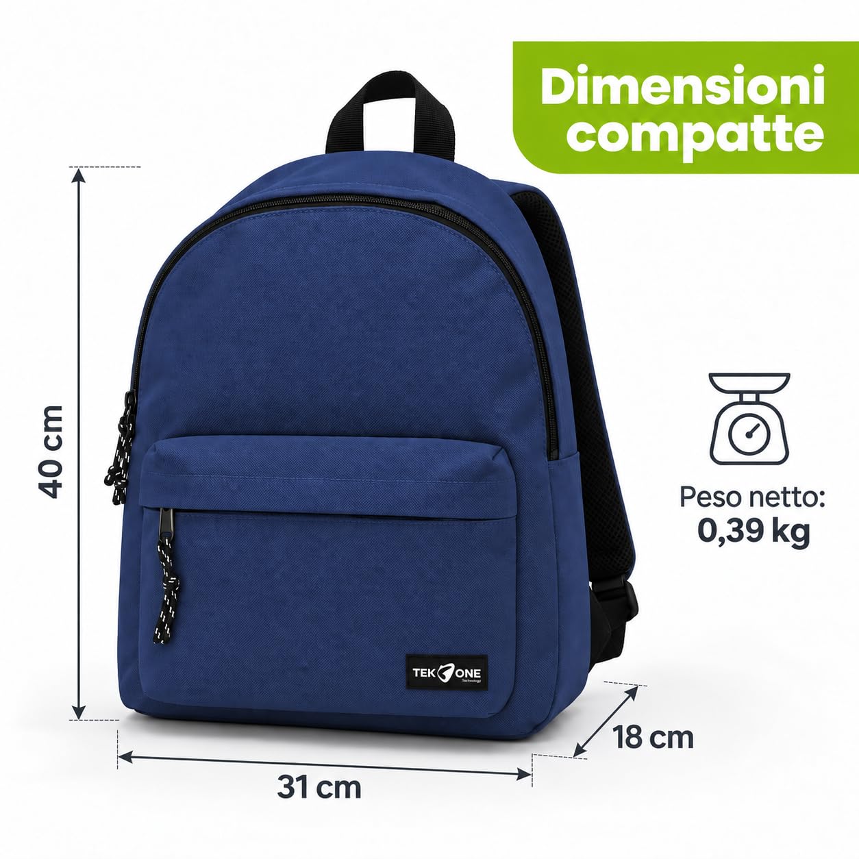 Zaino 20L Multifunzione in Poliestere 600D con Spallacci Imbottiti, Grigio