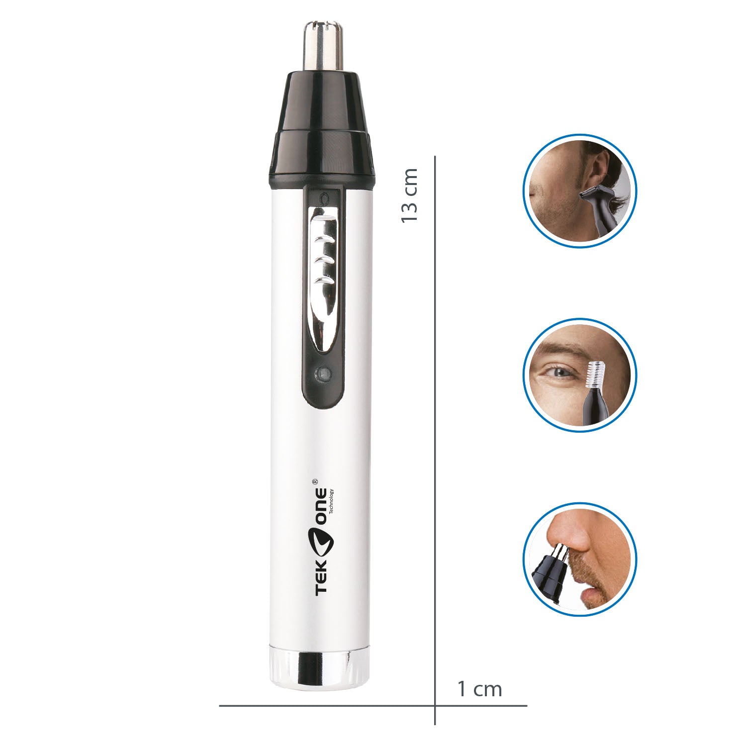 TekOne Rifinitore 3 in 1 per Barba, Naso e Orecchie - Lame in Acciaio e Batteria Ricaricabile