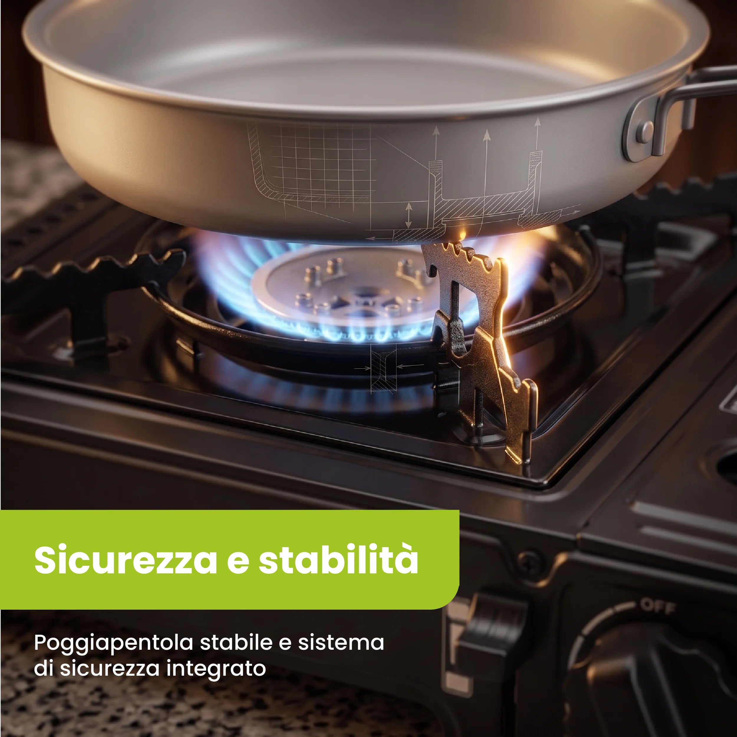 Tekone Fornello a Gas Portatile da Campeggio 2,1 kW con Accensione Piezo
