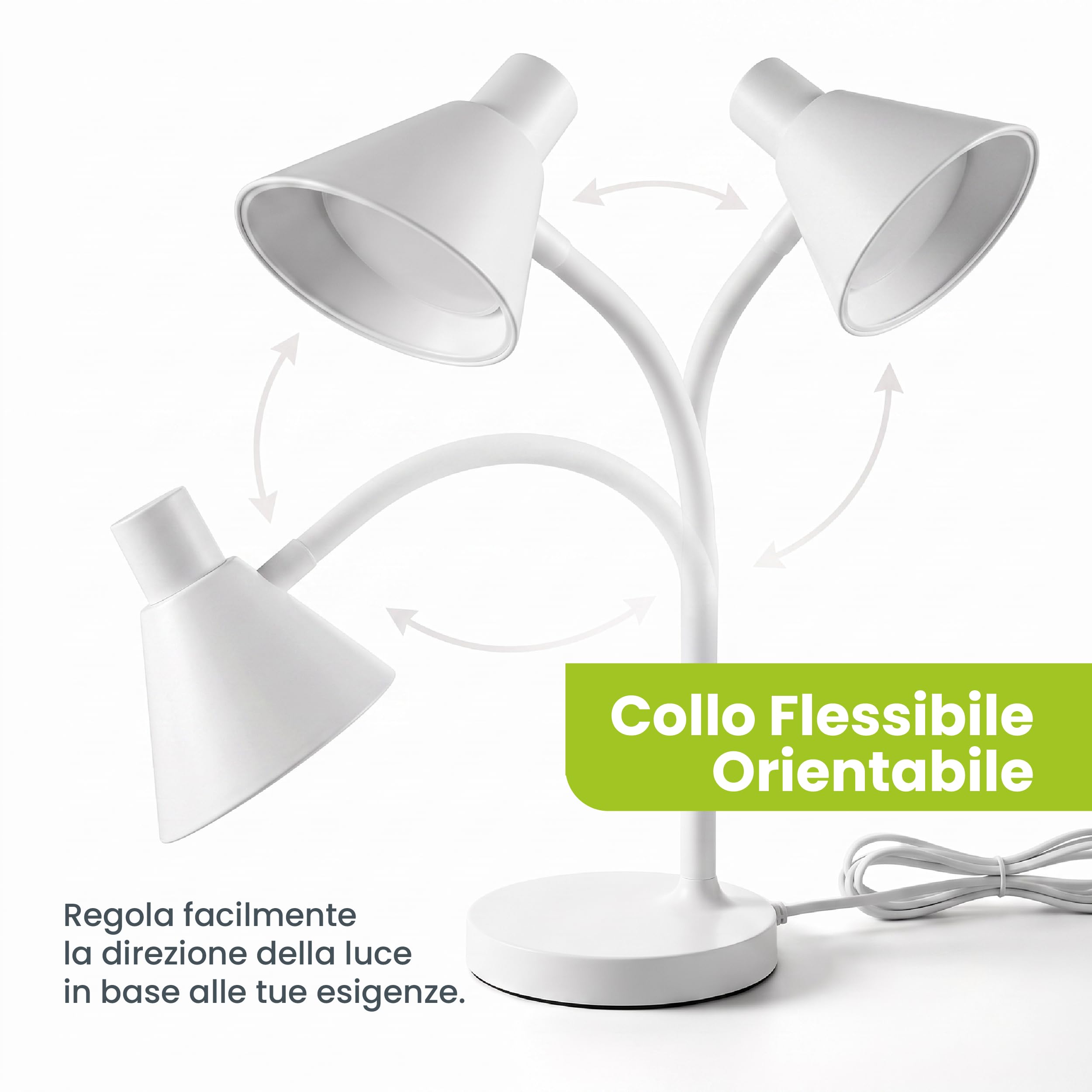 TekOne PL-0370 Lampada da Tavolo LED 4,5 W con Collo Flessibile