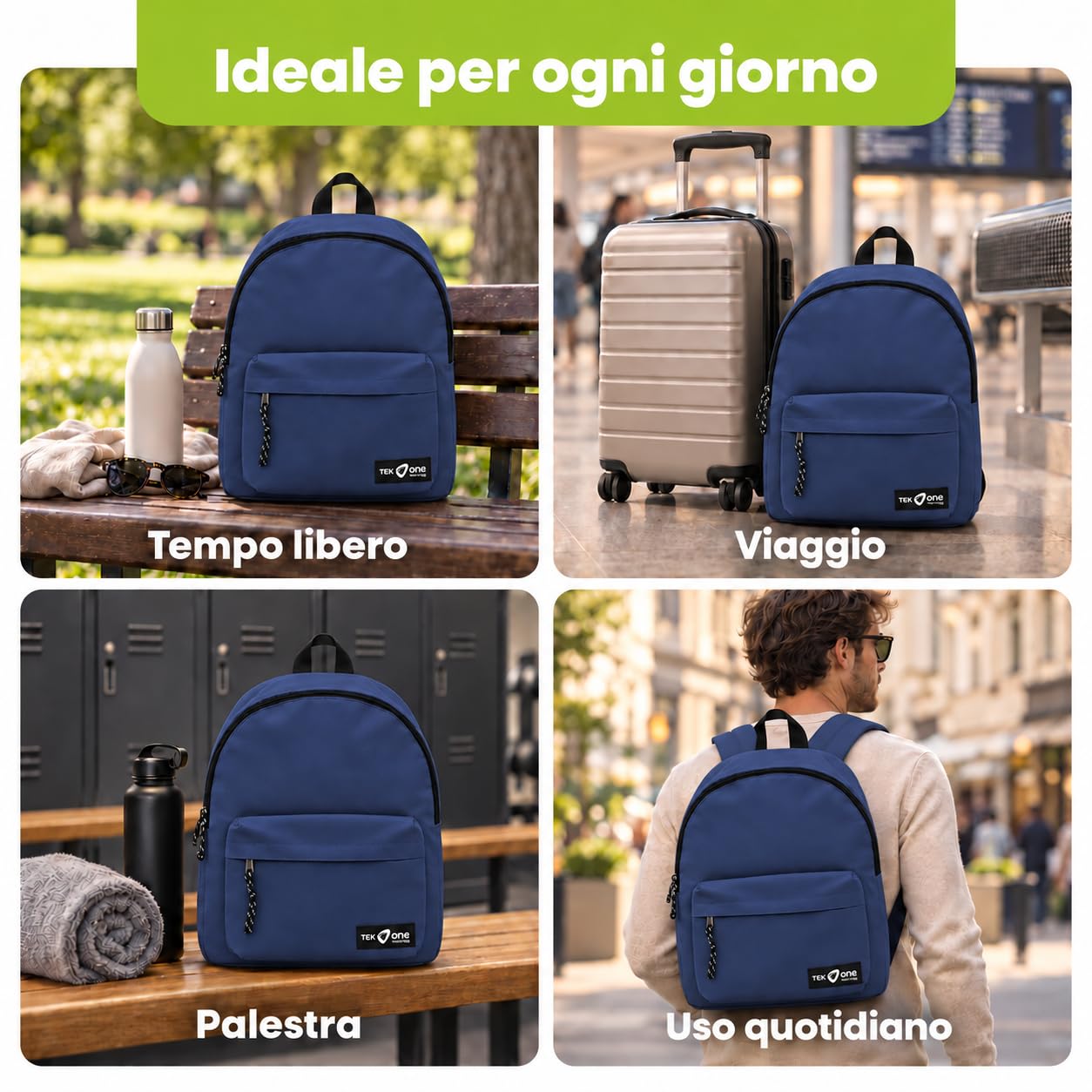 Zaino 20L Multifunzione in Poliestere 600D con Spallacci Imbottiti, Grigio