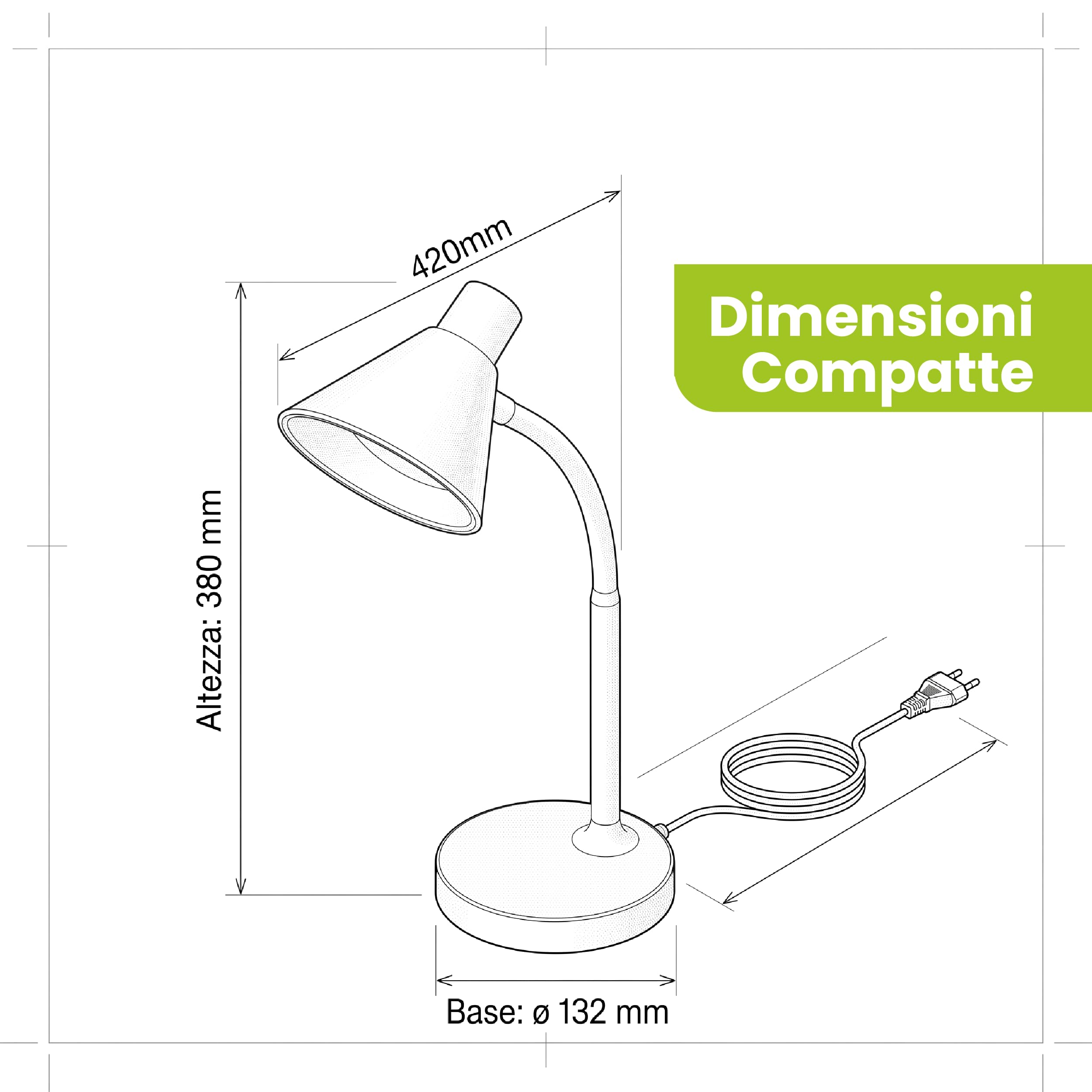 TekOne PL-0370 Lampada da Tavolo LED 4,5 W con Collo Flessibile