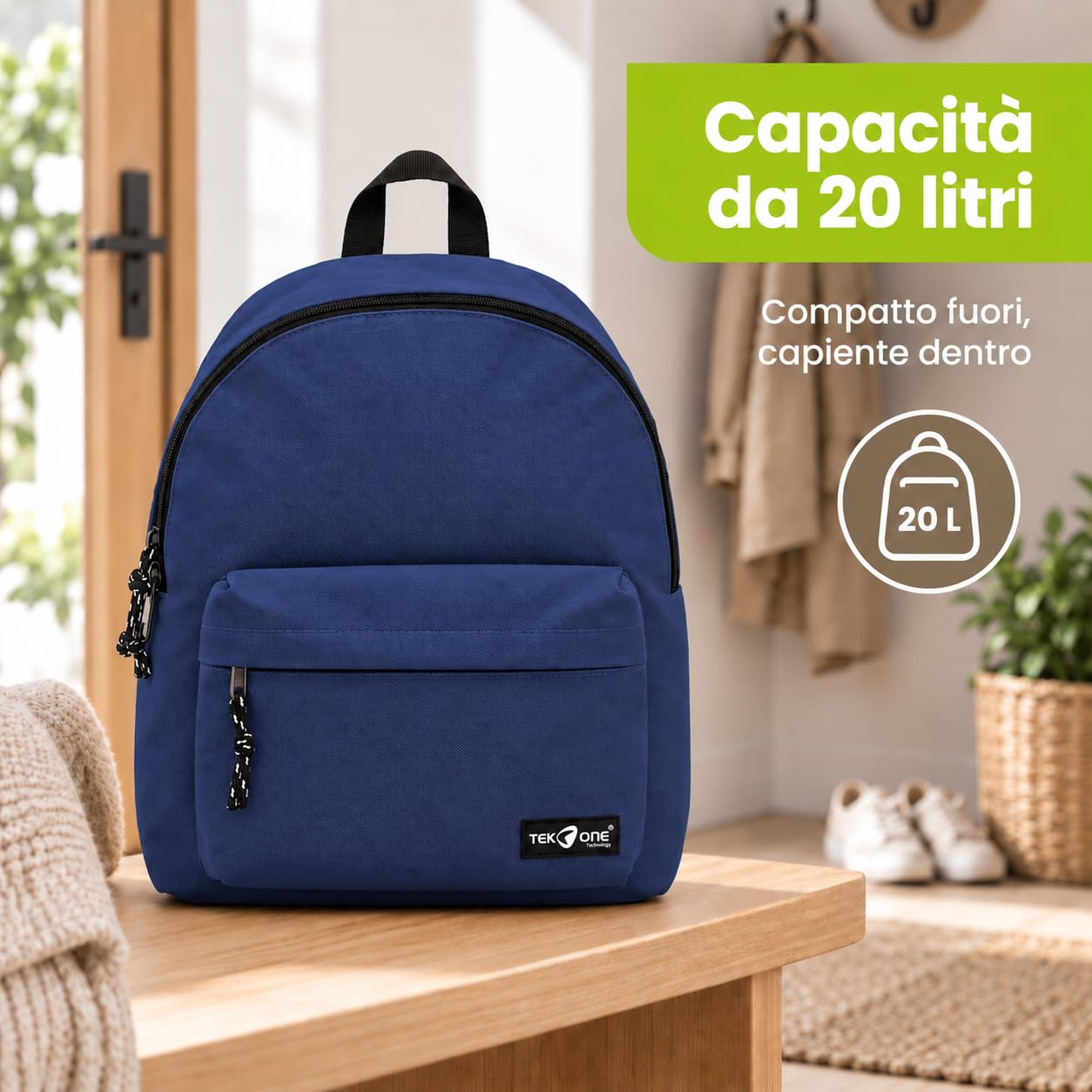 Zaino 20L Multifunzione in Poliestere 600D con Spallacci Imbottiti, Grigio