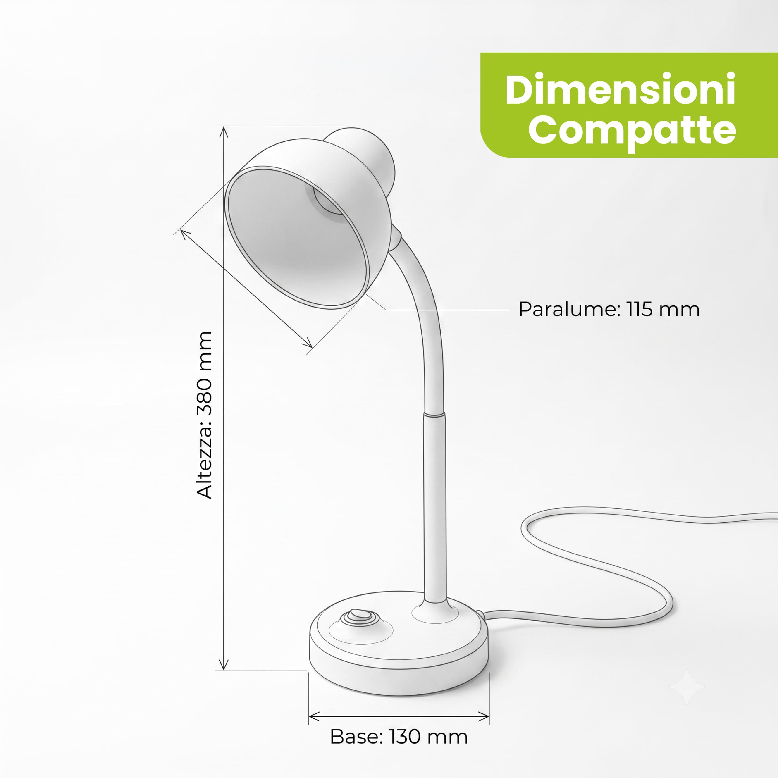 Lampada da Tavolo E14 con Collo Flessibile e Interruttore
