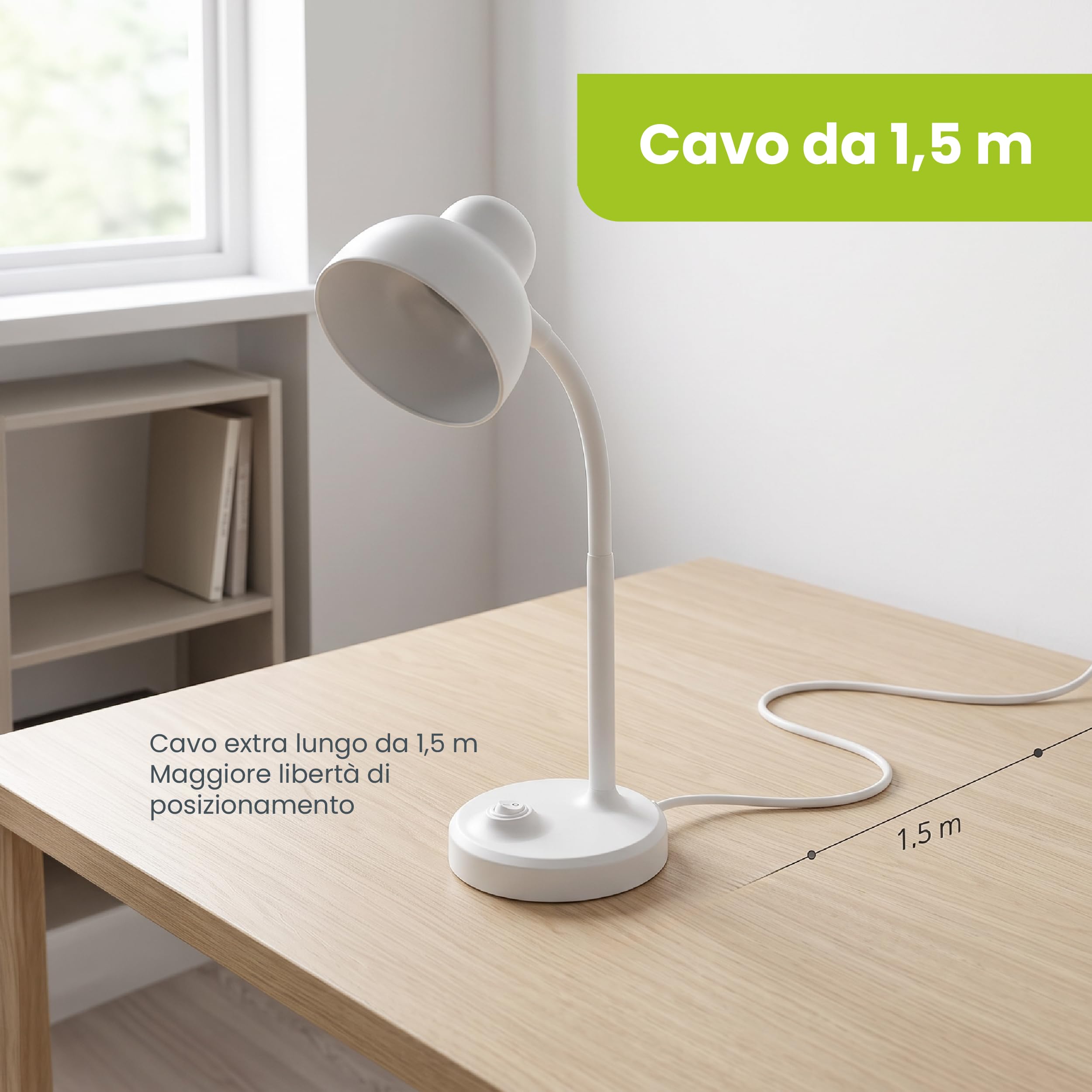 Lampada da Tavolo E14 con Collo Flessibile e Interruttore