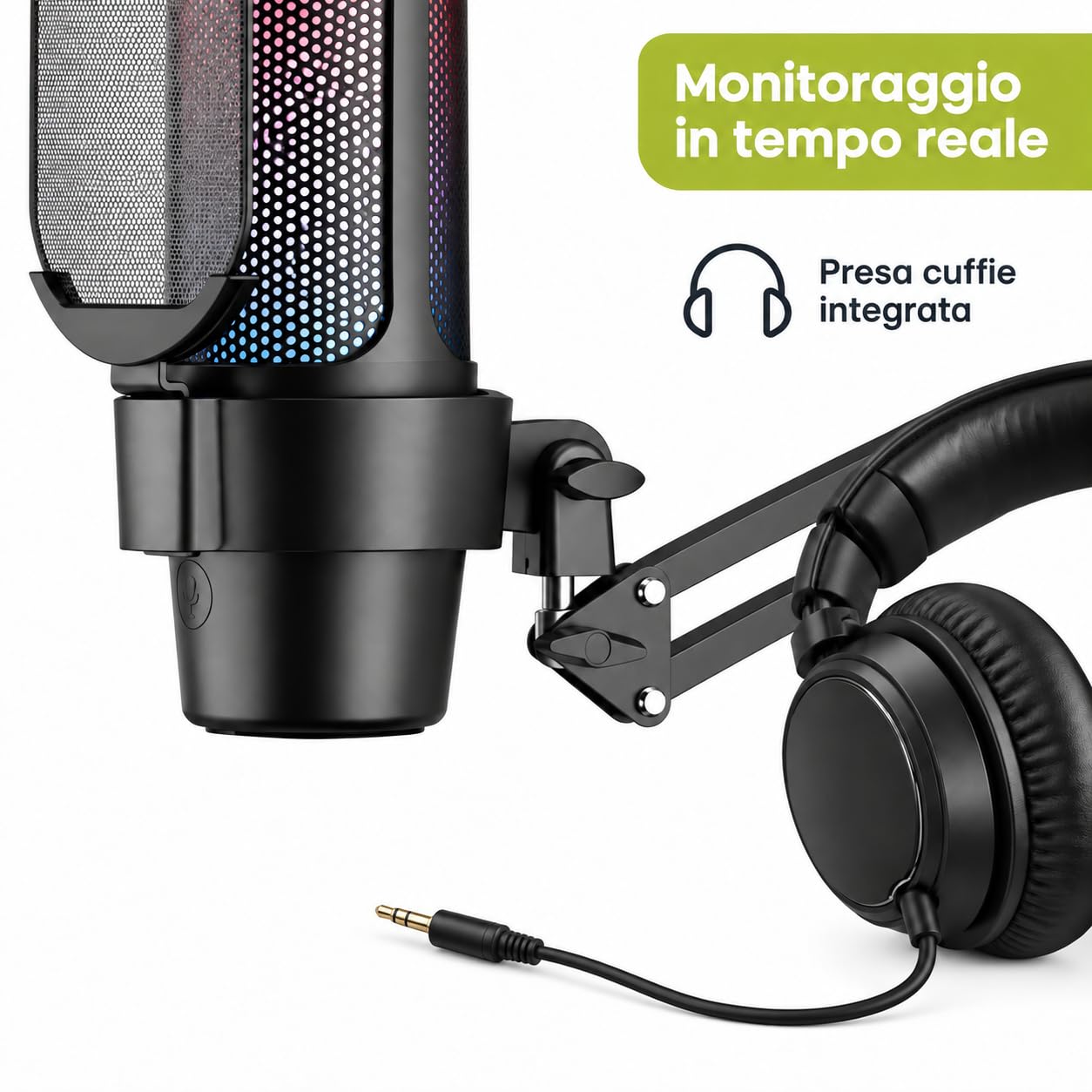 Microfono USB a Condensatore RGB 24 bit/48 kHz