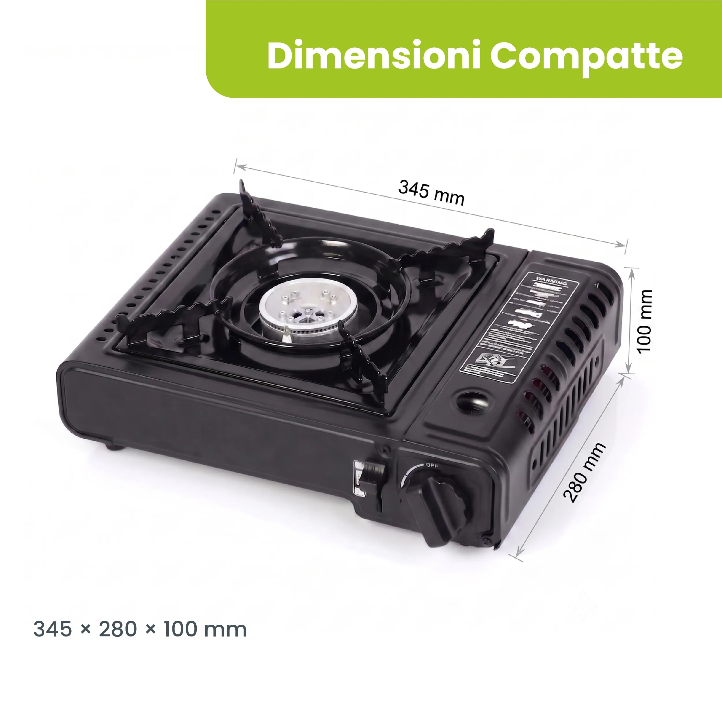 Tekone Fornello a Gas Portatile da Campeggio 2,1 kW con Accensione Piezo