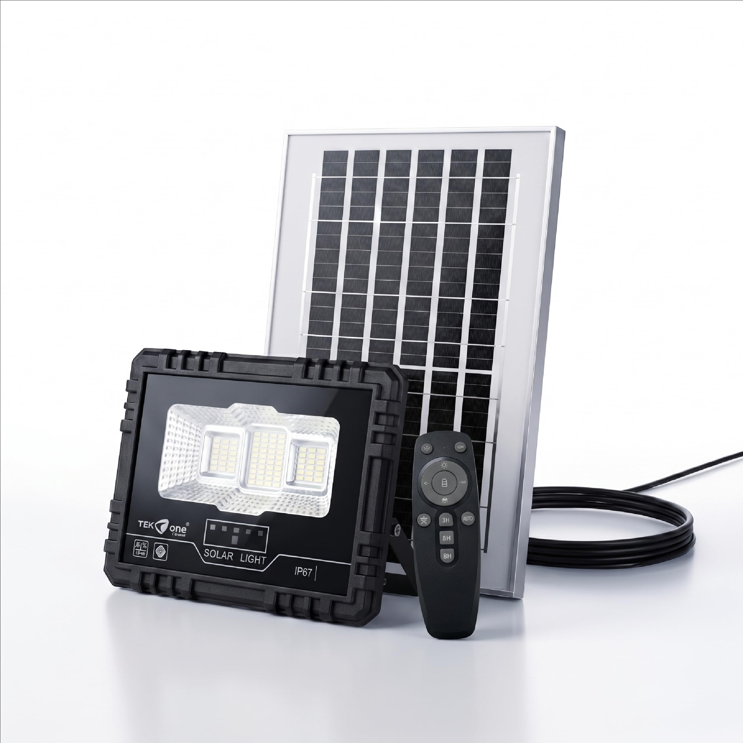 Faro LED Solare da Esterno 40W IP67 con Pannello Separato e Telecomando