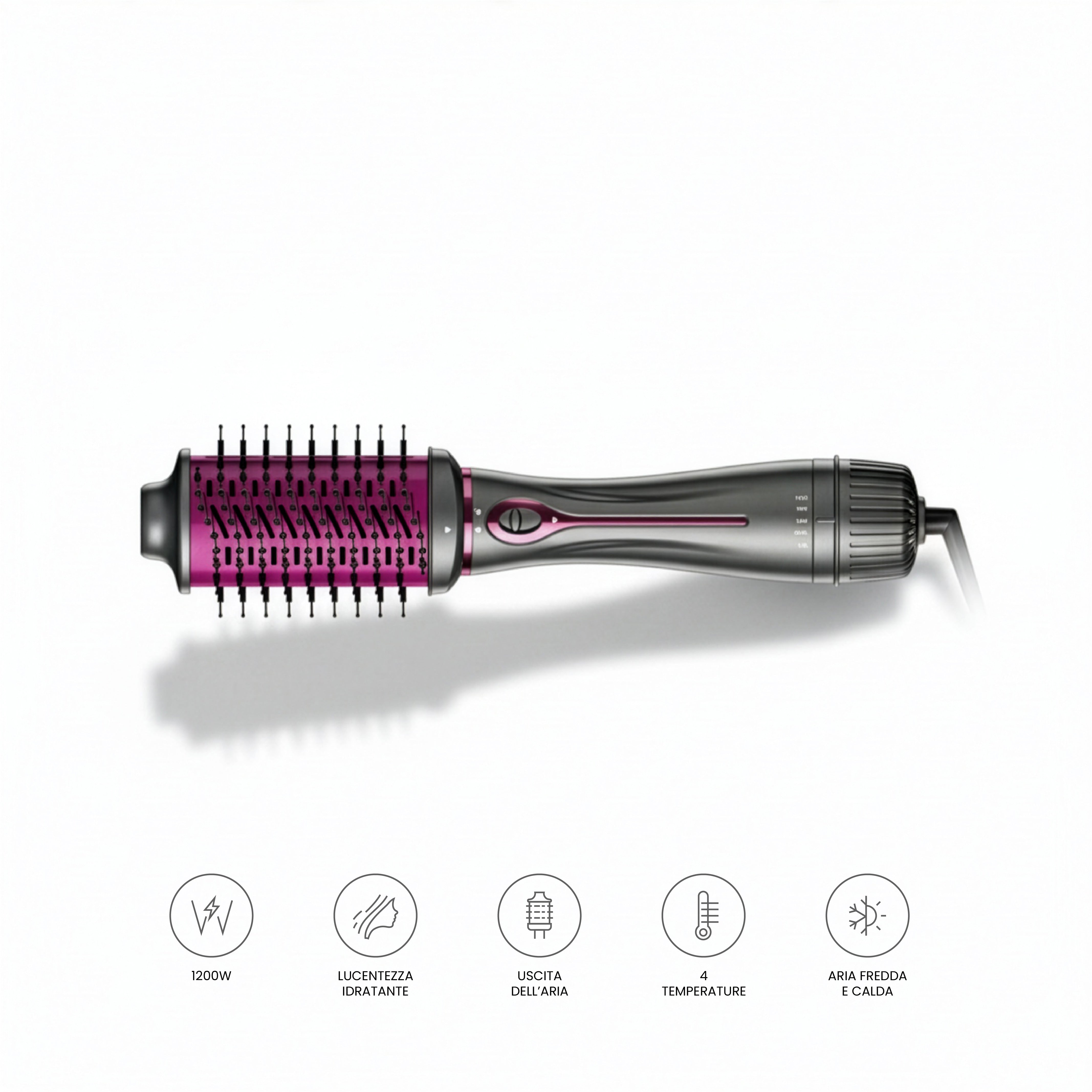 Tekone Spazzola Asciugacapelli 1200W con Aria Calda/Fredda e 4 Temperature