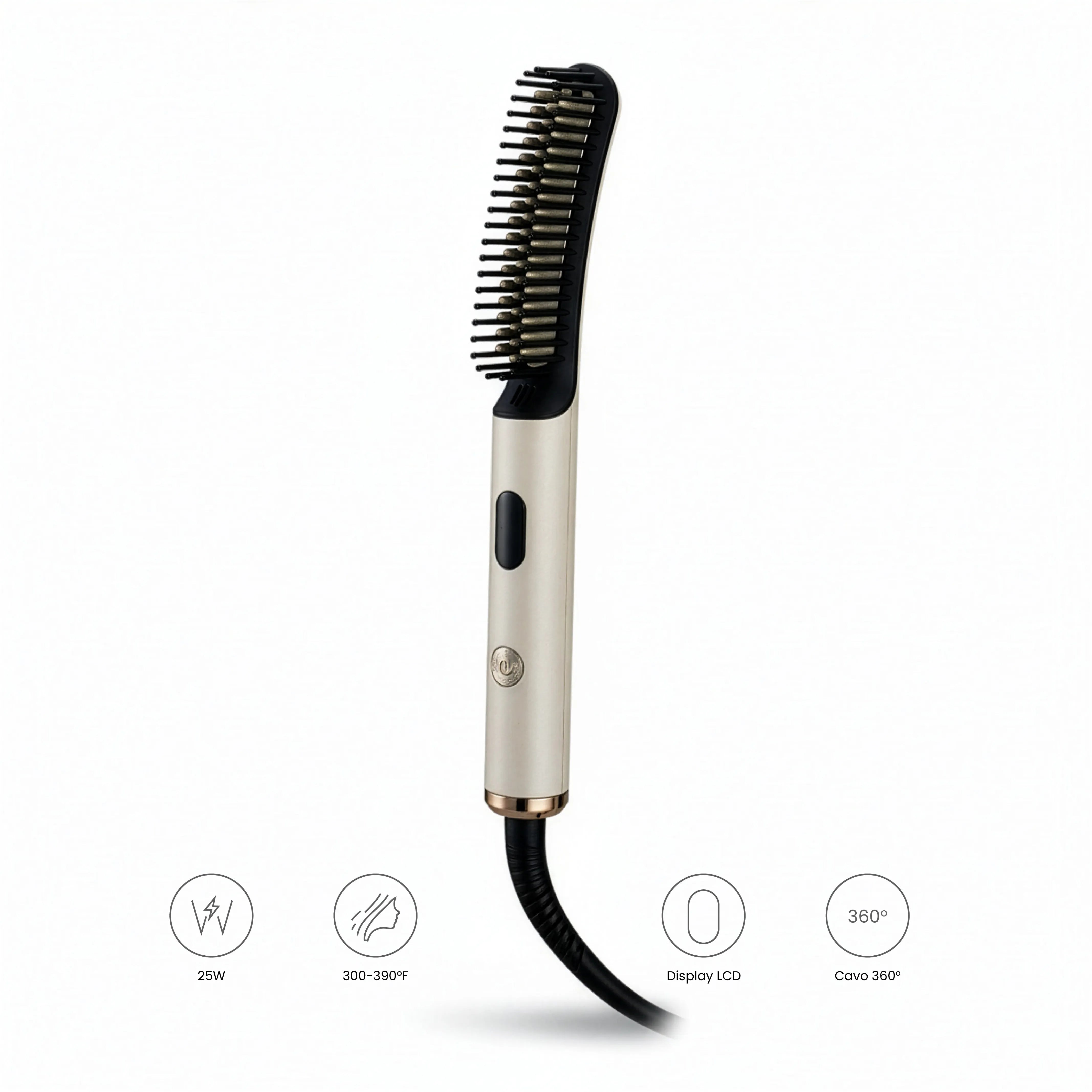 Tekone Spazzola Lisciante Elettrica 25W con Display LCD e Controllo Temperatura