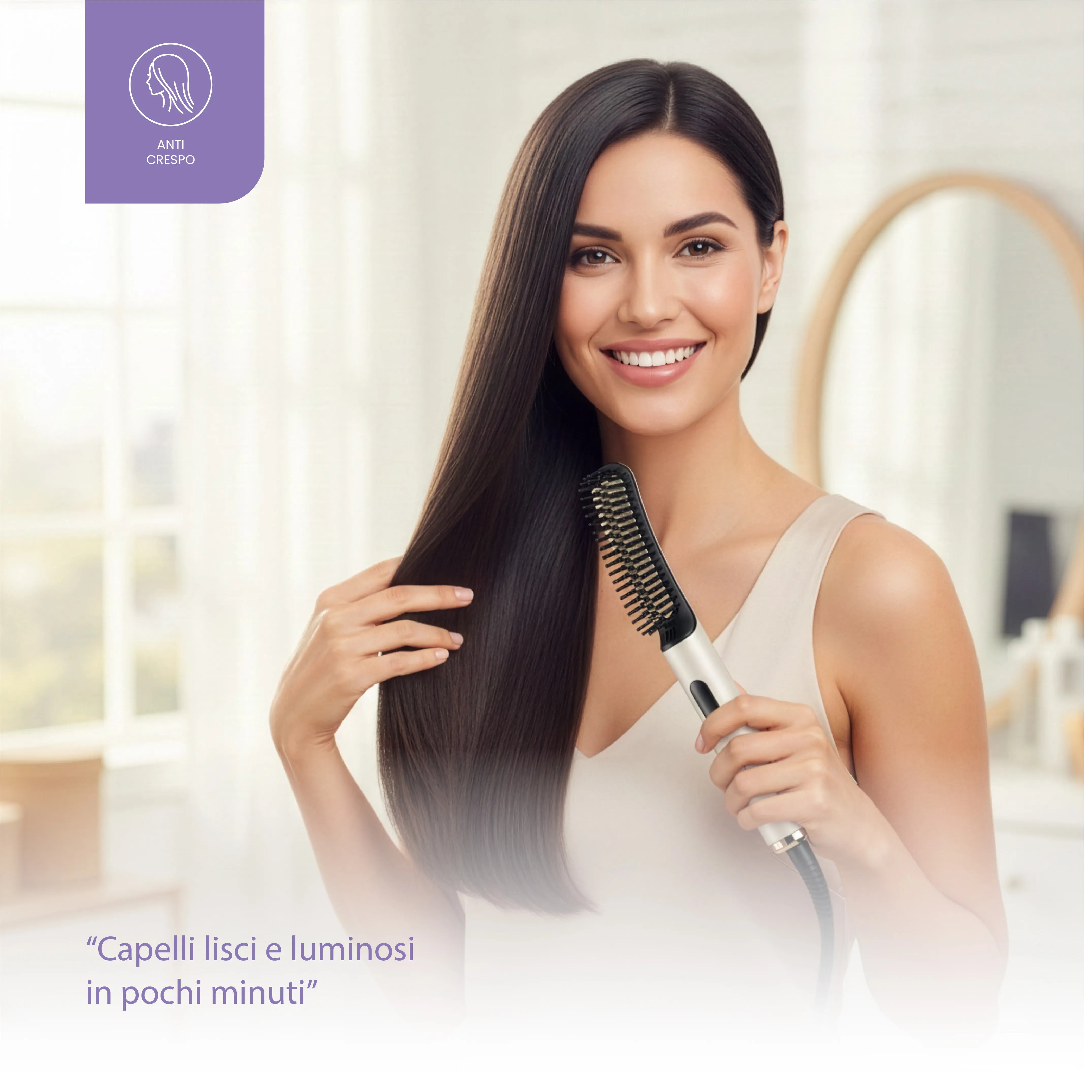 Tekone Spazzola Lisciante Elettrica 25W con Display LCD e Controllo Temperatura