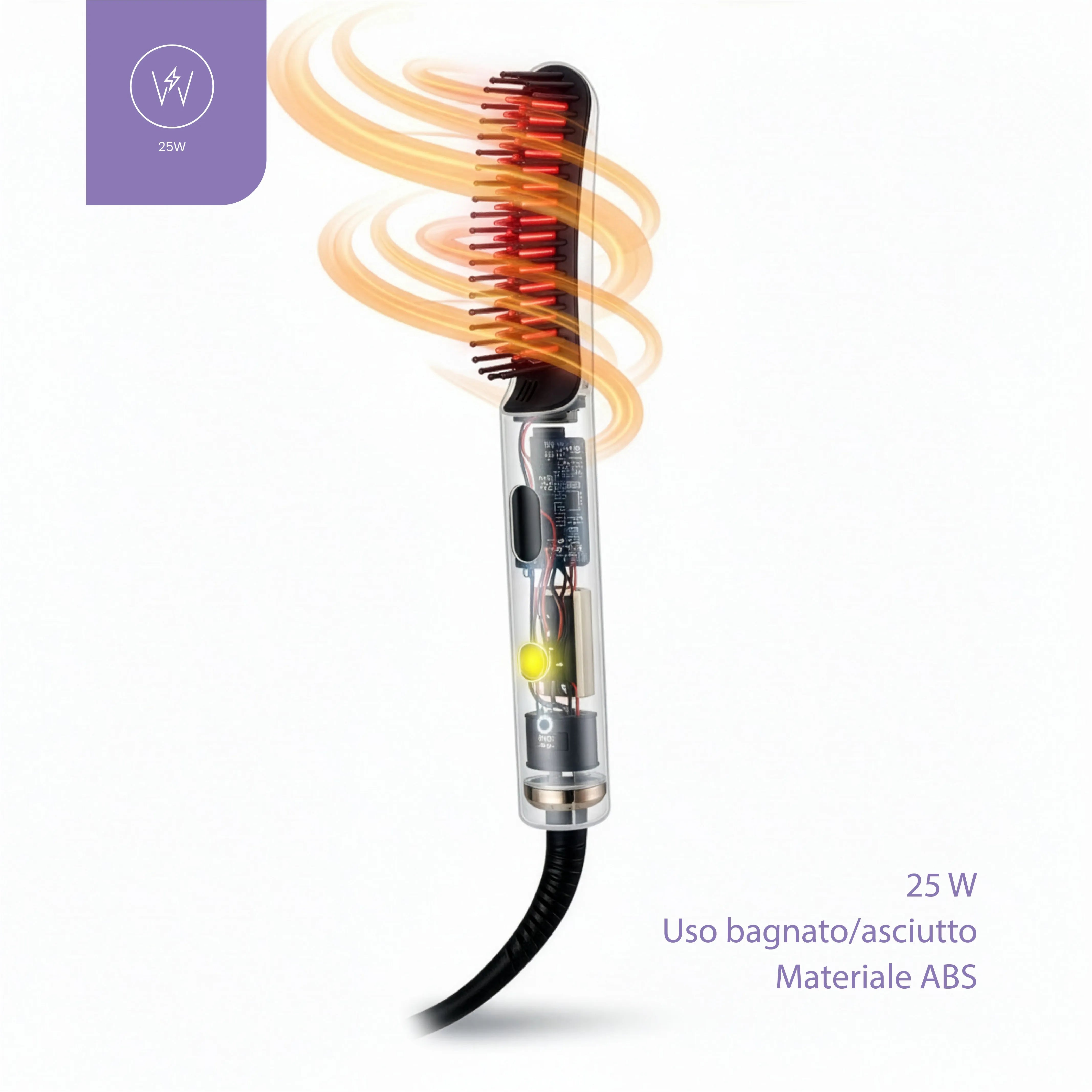 Tekone Spazzola Lisciante Elettrica 25W con Display LCD e Controllo Temperatura
