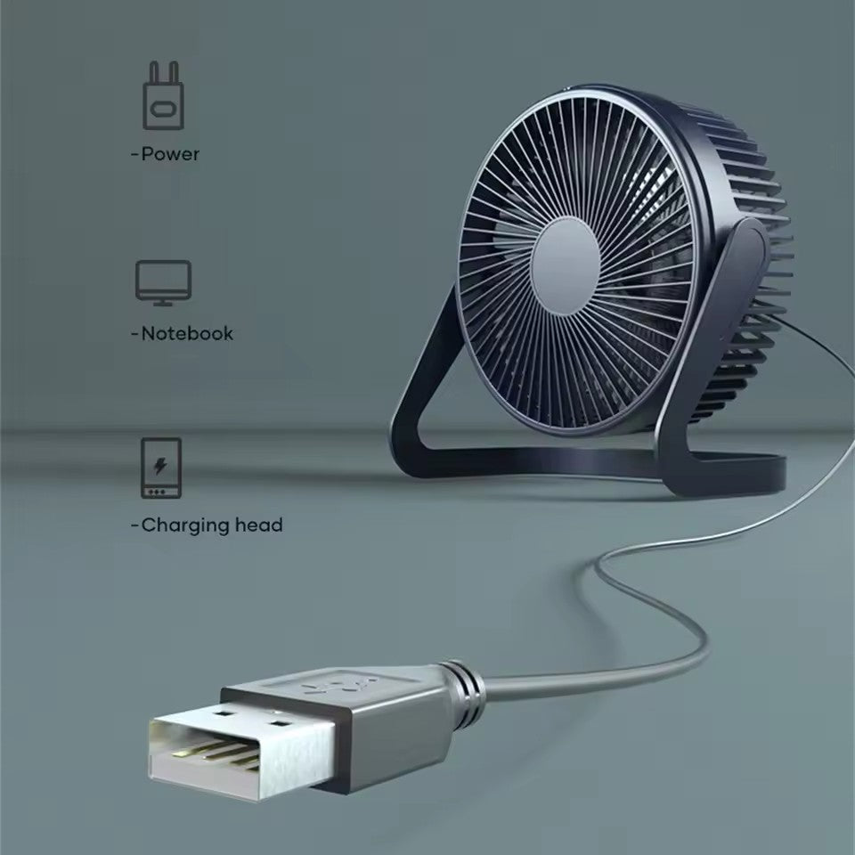 TekOne Mini Ventilatore USB 360° Portatile, 3 Misure Disponibili, Ricaricabile DC 5V in ABS/PP