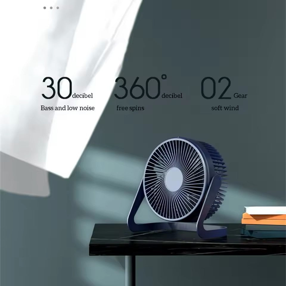 TekOne Mini Ventilatore USB 360° Portatile, 3 Misure Disponibili, Ricaricabile DC 5V in ABS/PP
