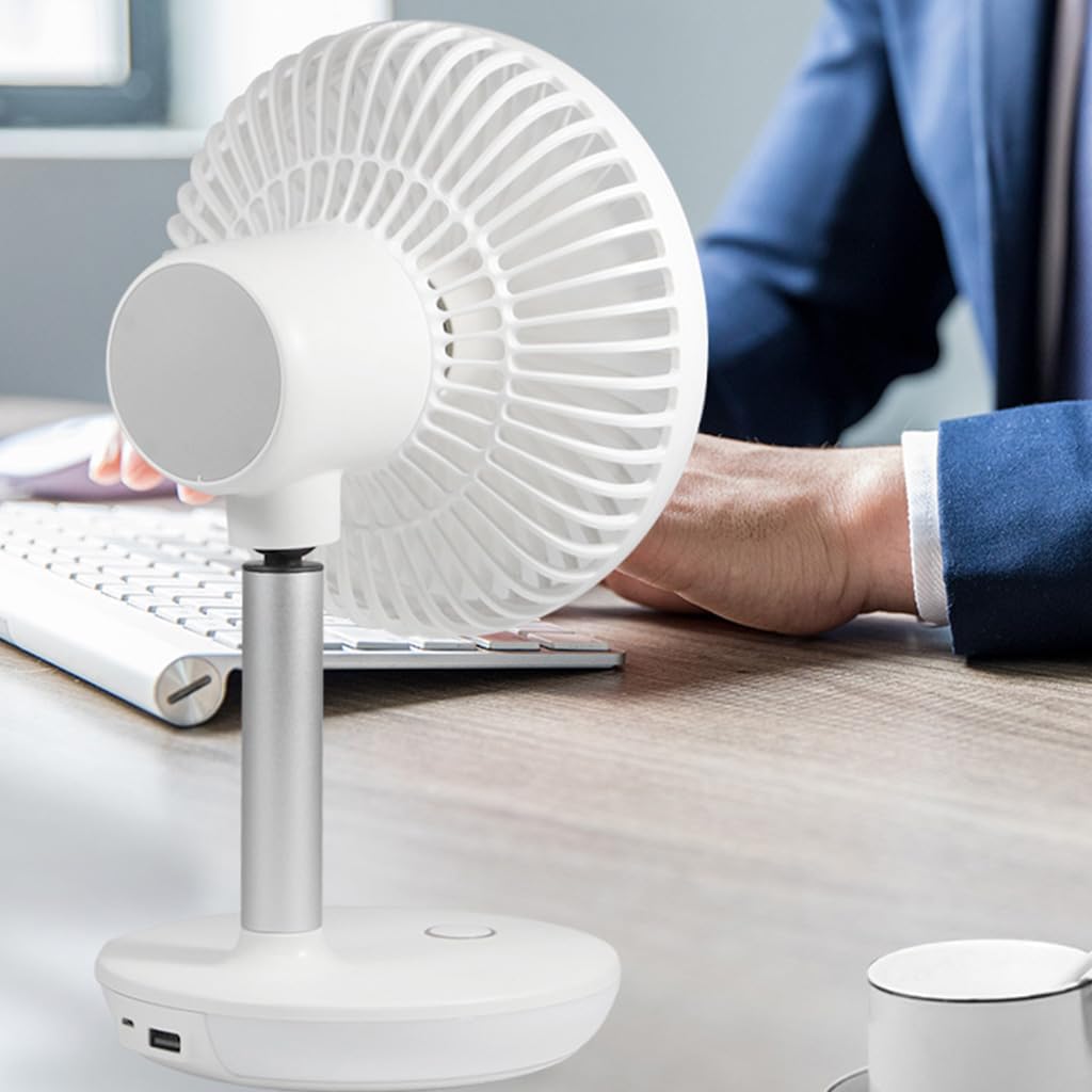 TekOne Mini Ventilatore USB Silenzioso con Batteria 2000mAh, 3 Velocità e Oscillazione 90° – Wireless e Portatile