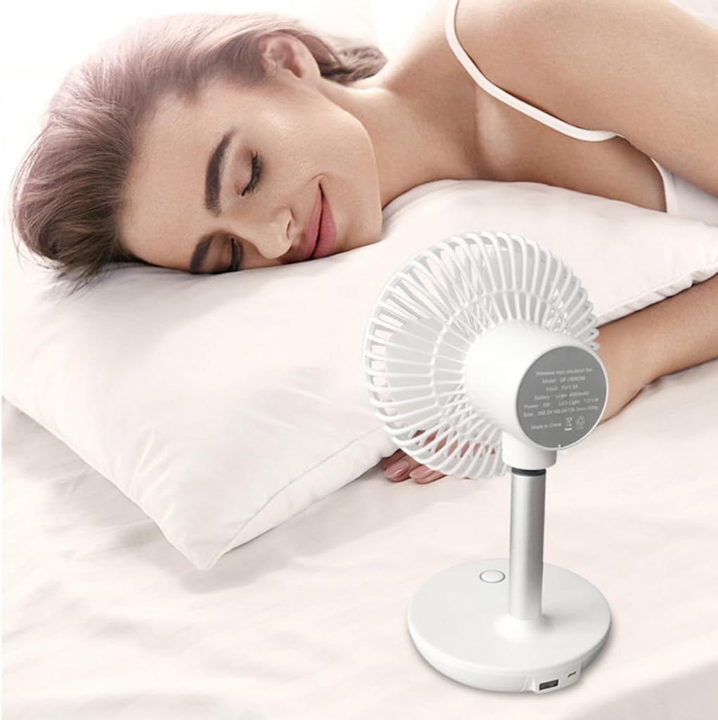 TekOne Mini Ventilatore USB Silenzioso con Batteria 2000mAh, 3 Velocità e Oscillazione 90° – Wireless e Portatile