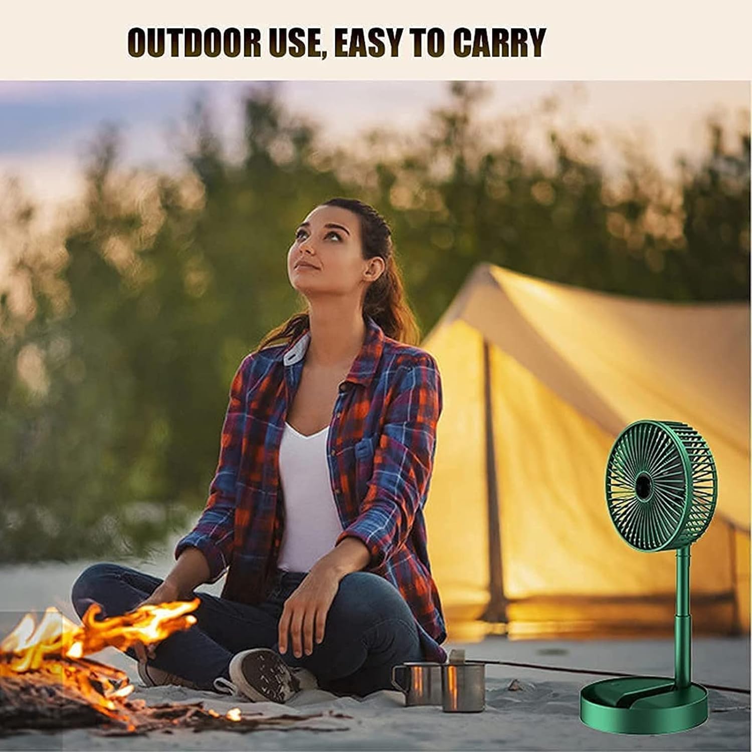 TekOne Mini Ventilatore USB Pieghevole con Supporto Smartphone, 2 Velocità, Batteria 1200mAh – Salvaspazio e Portatile