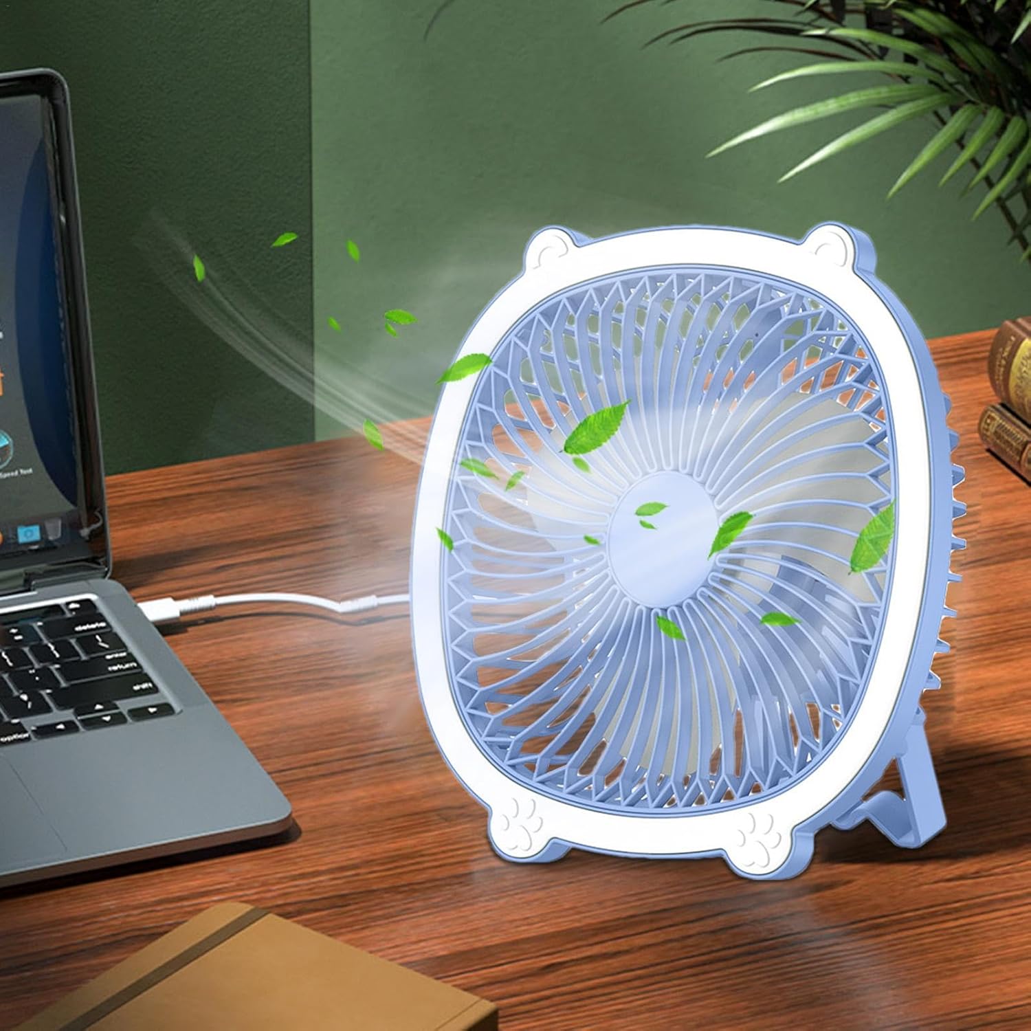 TekOne Mini Ventilatore USB 5W Appendibile con 3 Velocità – Batteria 800mAh, Silenzioso e Compatto