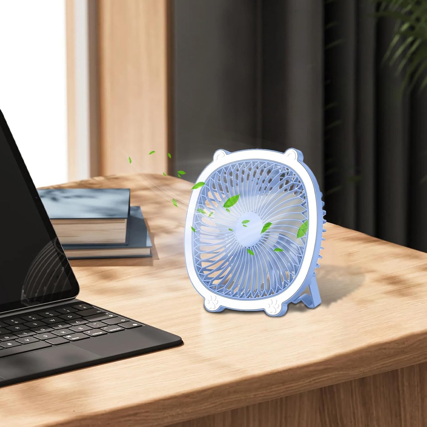 TekOne Mini Ventilatore USB 5W Appendibile con 3 Velocità – Batteria 800mAh, Silenzioso e Compatto