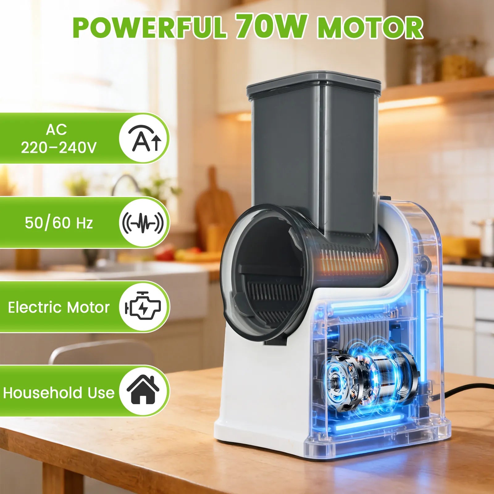 Tekone Tritaverdure Elettrico 70W con 6 Lame Intercambiabili