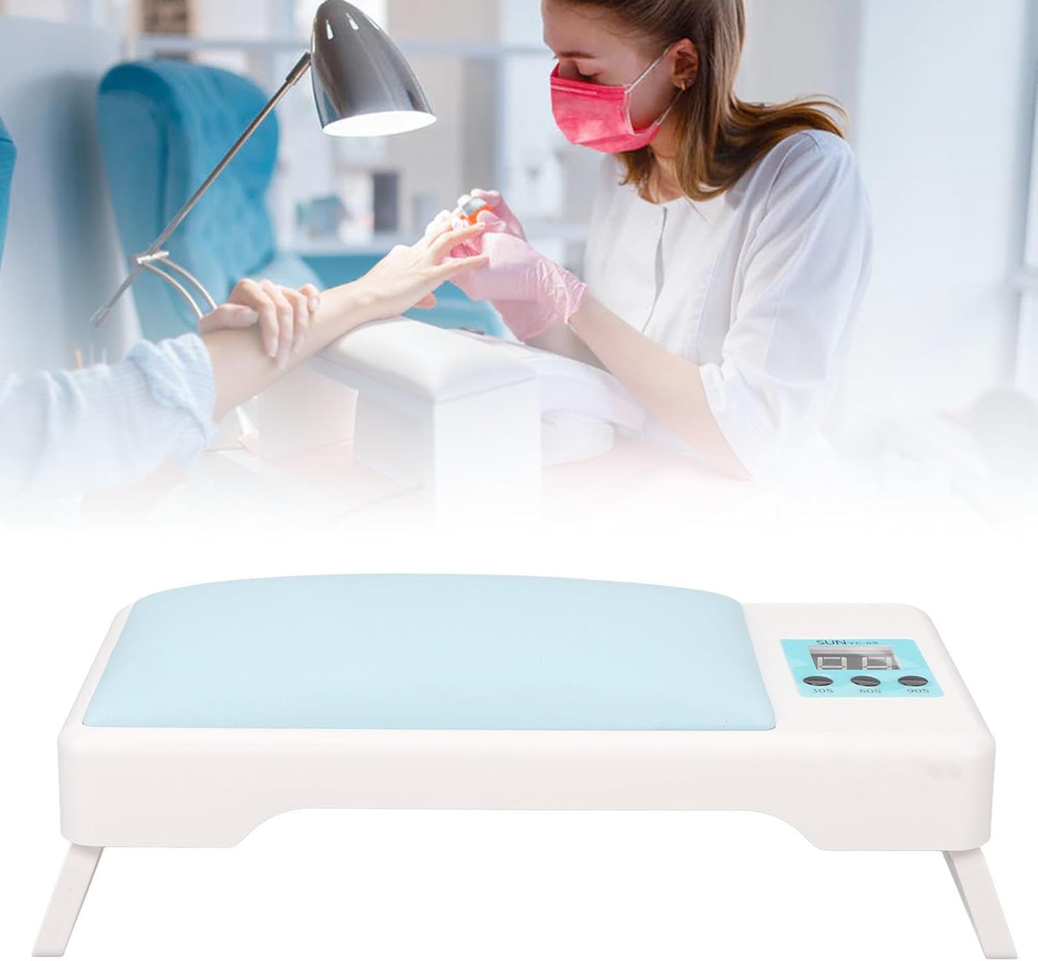 TekOne Lampada UV per Unghie con Bracciolo e Display Digitale - Supporto Pieghevole