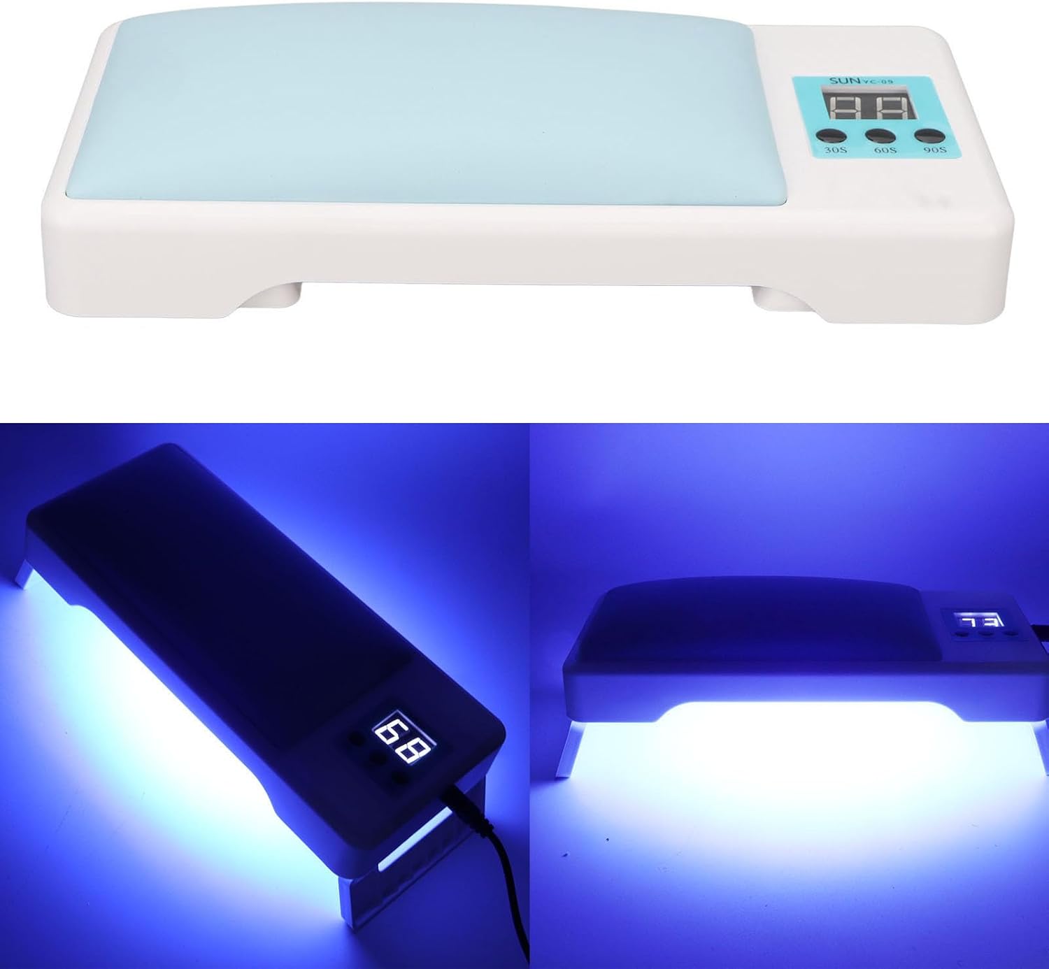 TekOne Lampada UV per Unghie con Bracciolo e Display Digitale - Supporto Pieghevole