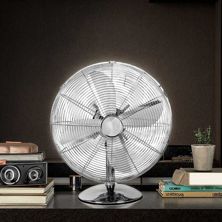 TekOne Ventilatore da Tavolo in Metallo 35W, 2 Velocità, Design Cromato Compatto e Potente