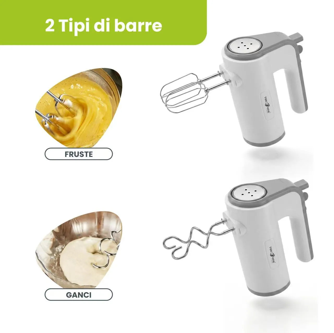 Tekone Sbattitore Elettrico 200W con 5 Velocità Turbo e Accessori