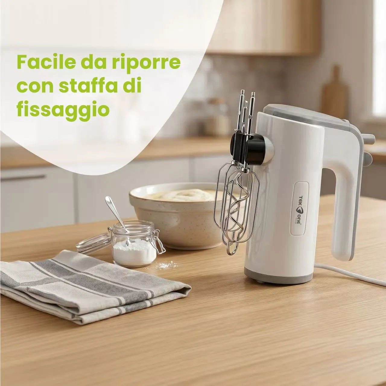 Tekone Sbattitore Elettrico 200W con 5 Velocità Turbo e Accessori