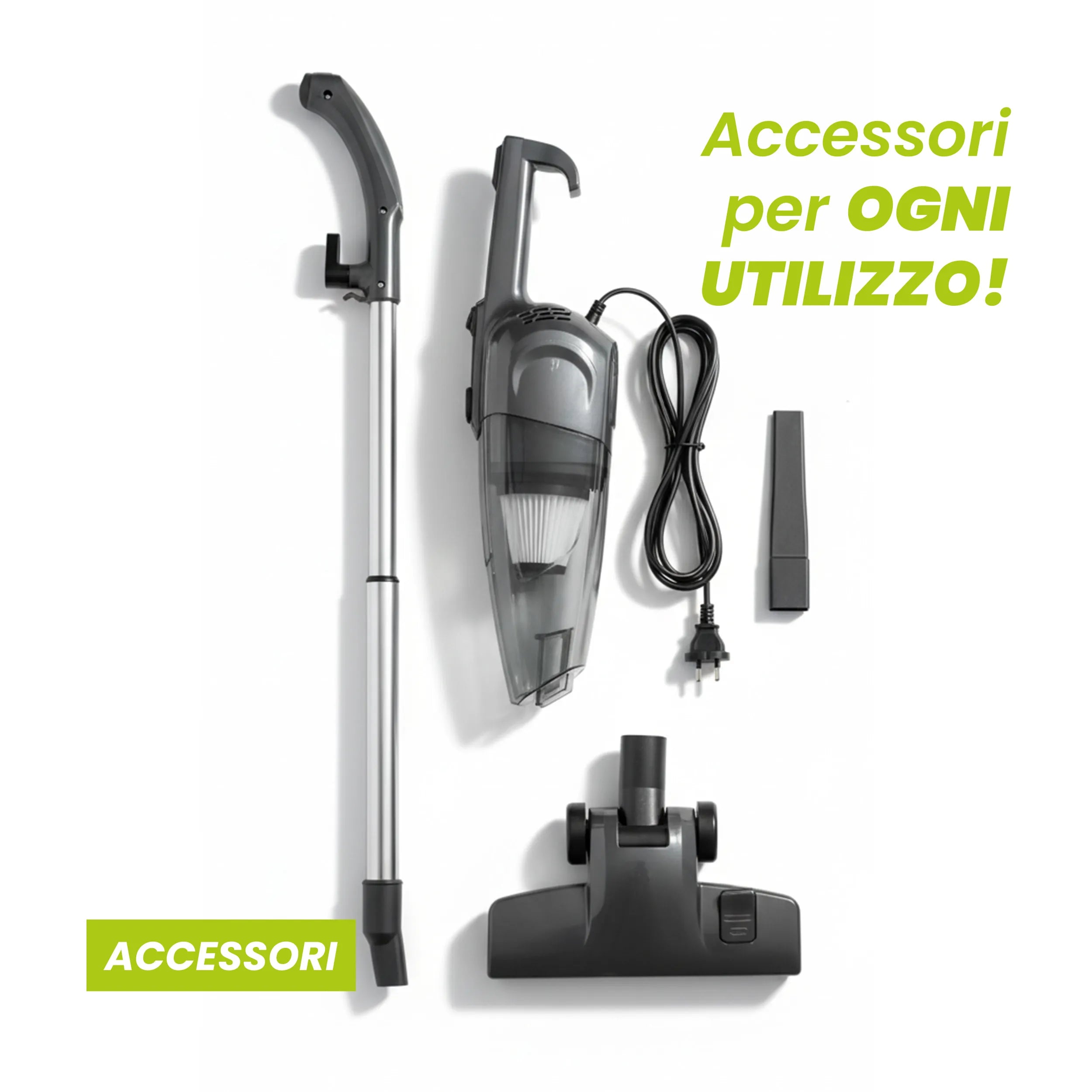 Aspirapolvere TekOne con Filo 2 in 1 - Alta Aspirazione 600W