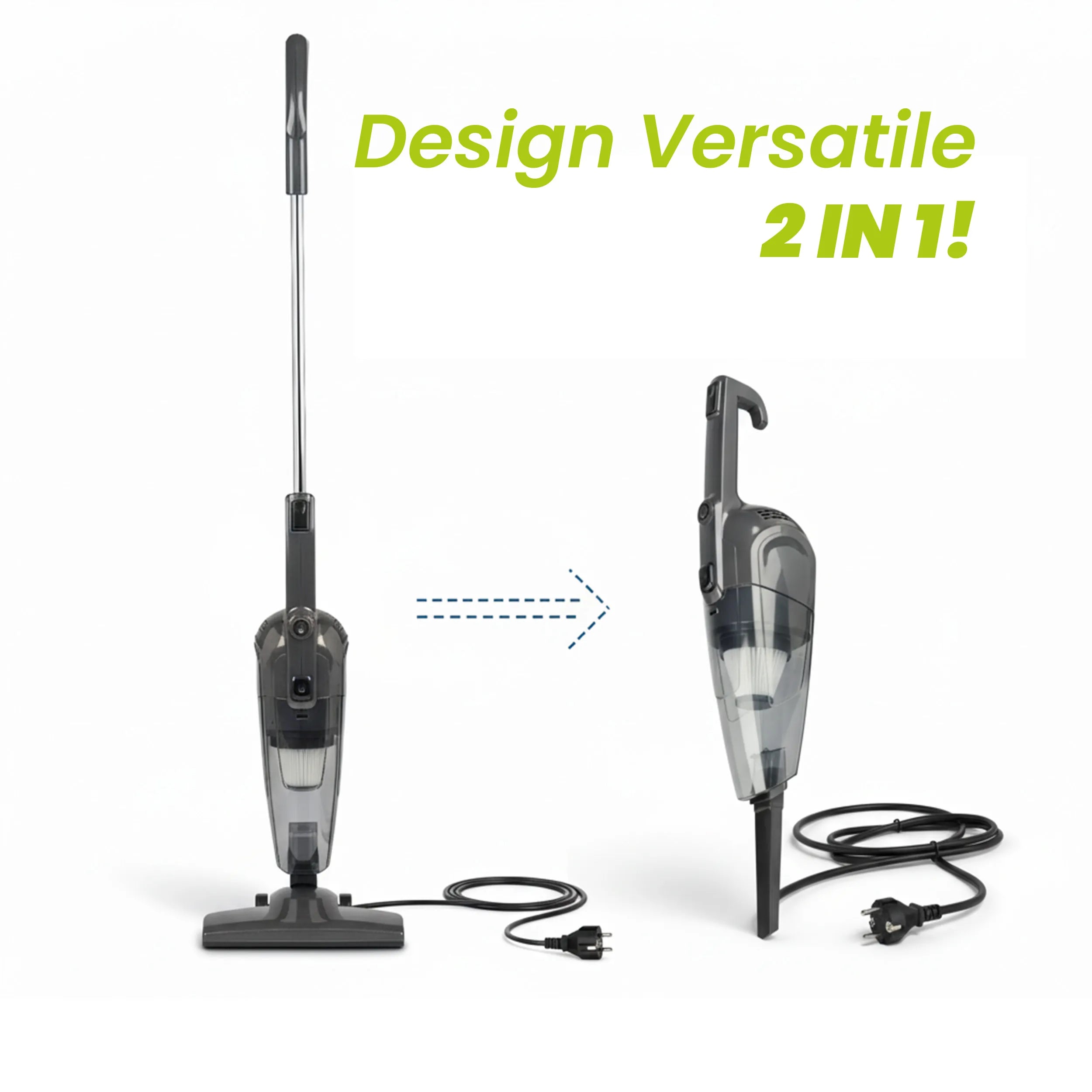 Aspirapolvere TekOne con Filo 2 in 1 - Alta Aspirazione 600W