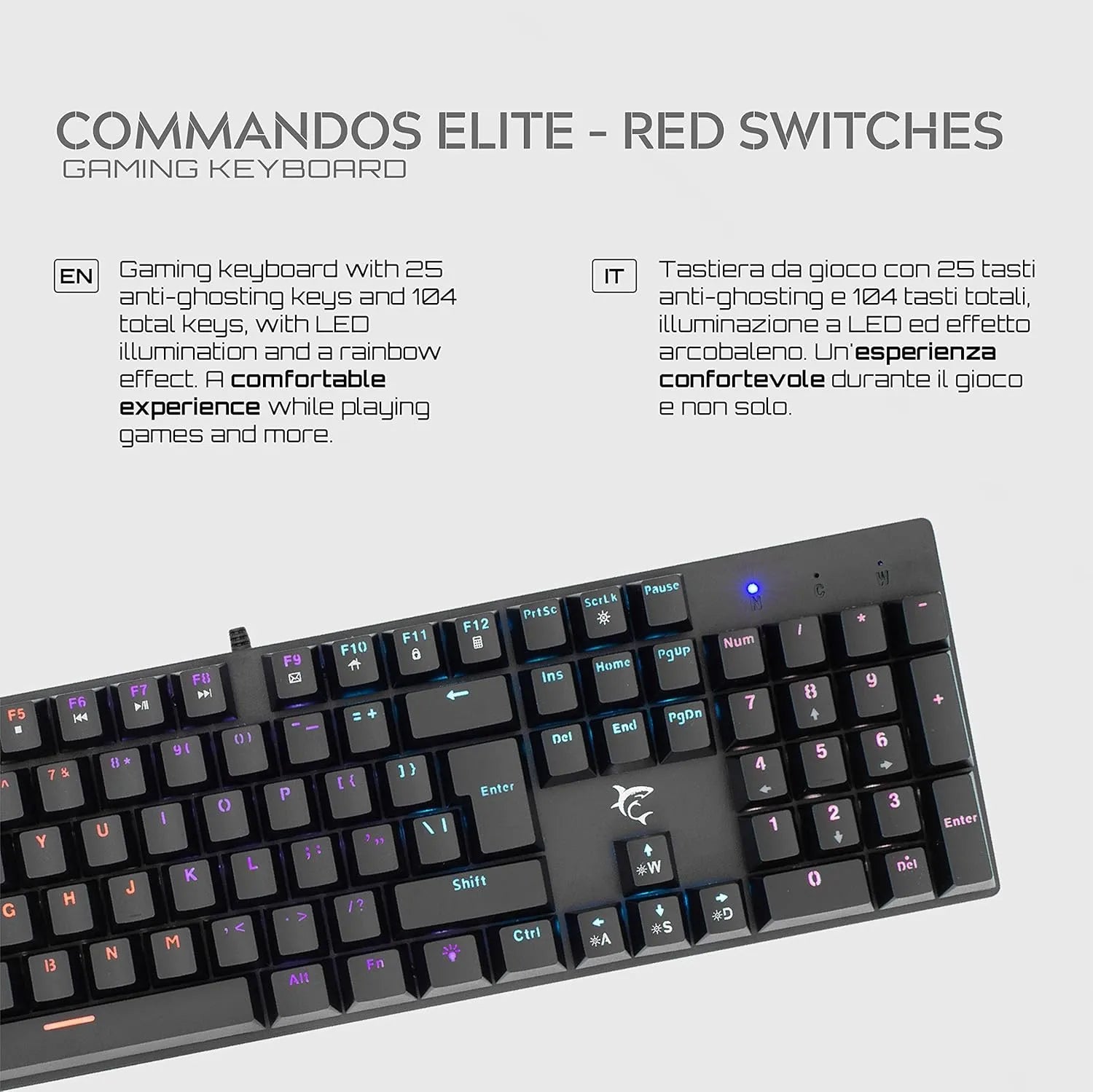 Tekone Tastiera Meccanica Gaming LED RGB 104 Tasti QWERTY ITA