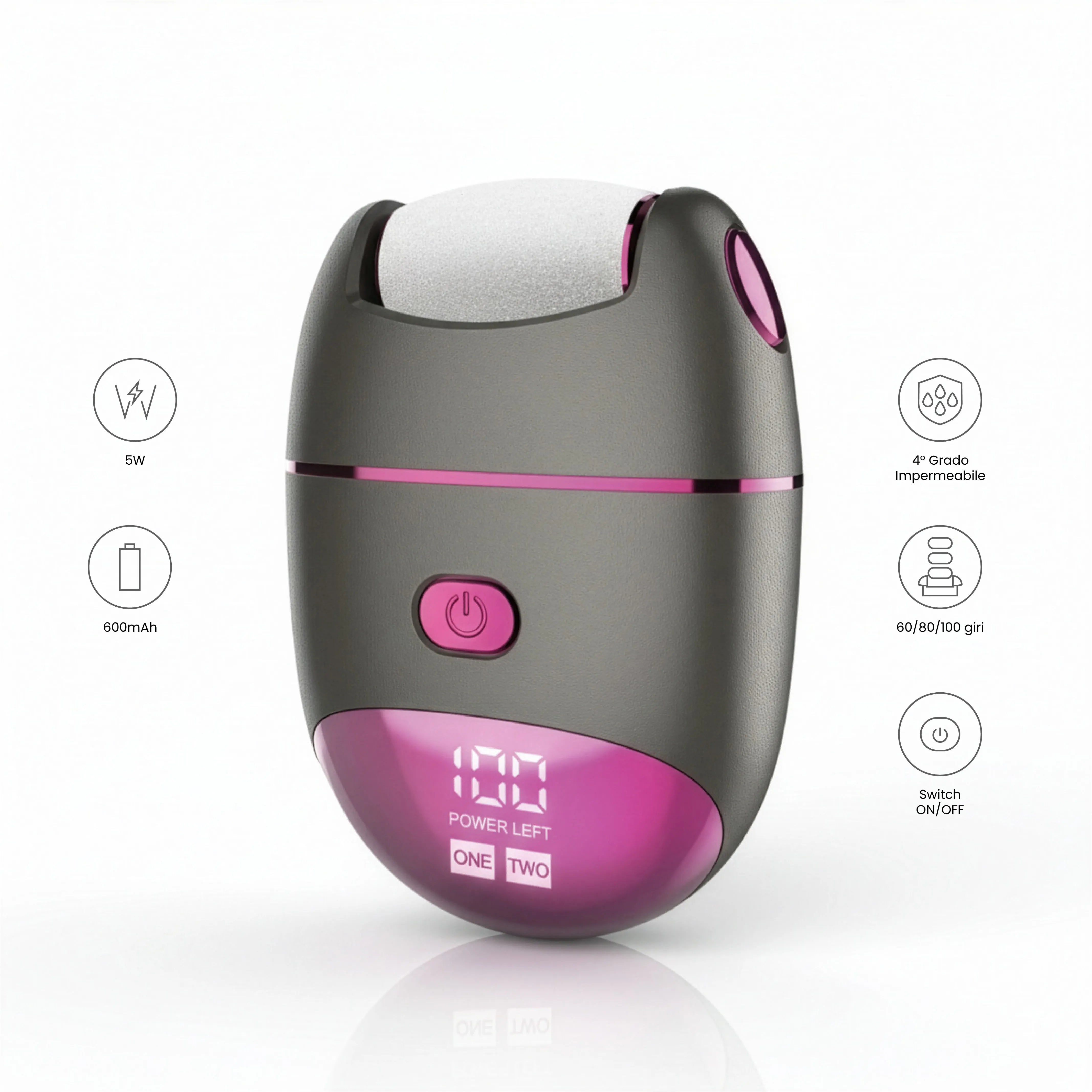 Tekone Levigatore Elettrico per Piedi Ricaricabile con Display e 3 Testine