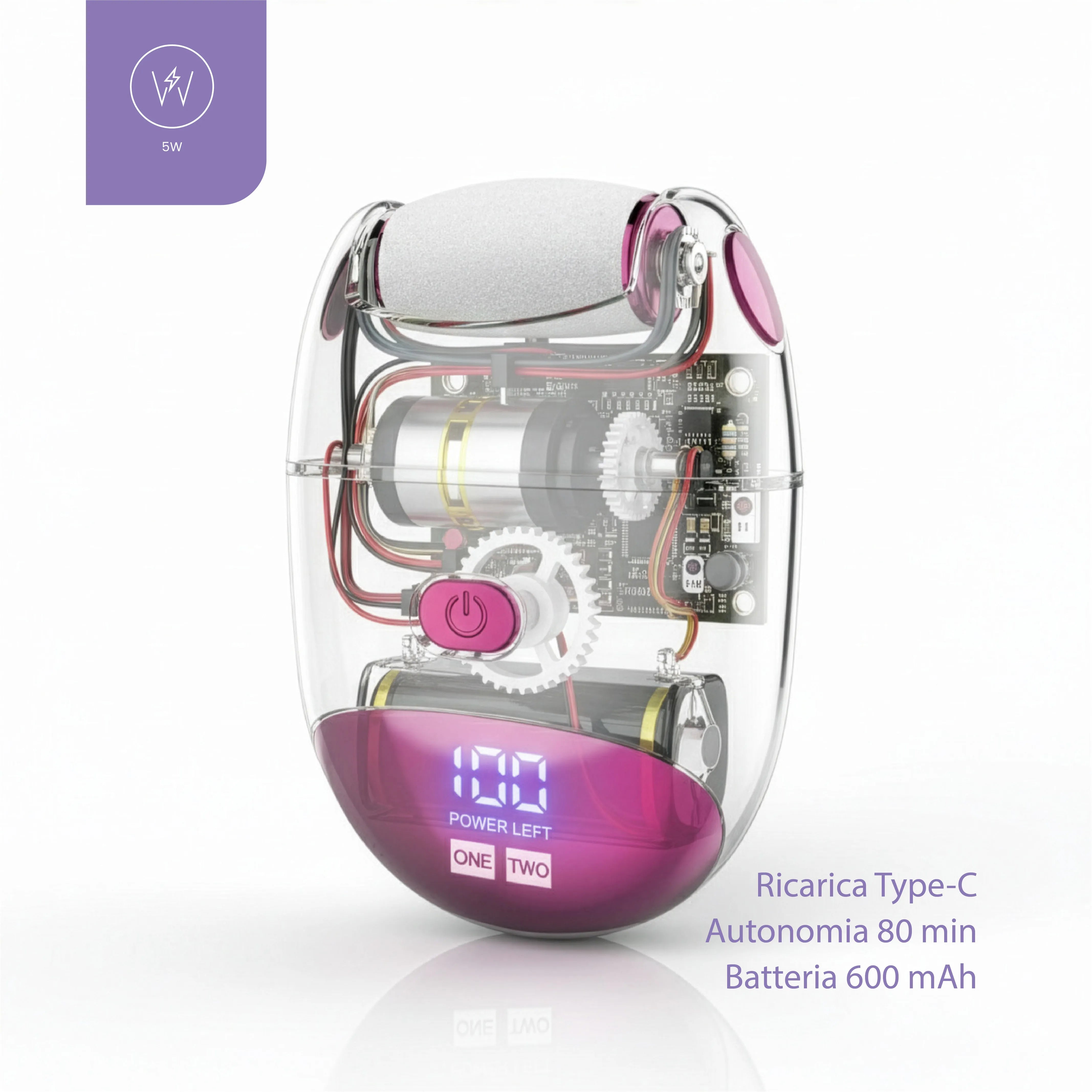 Tekone Levigatore Elettrico per Piedi Ricaricabile con Display e 3 Testine