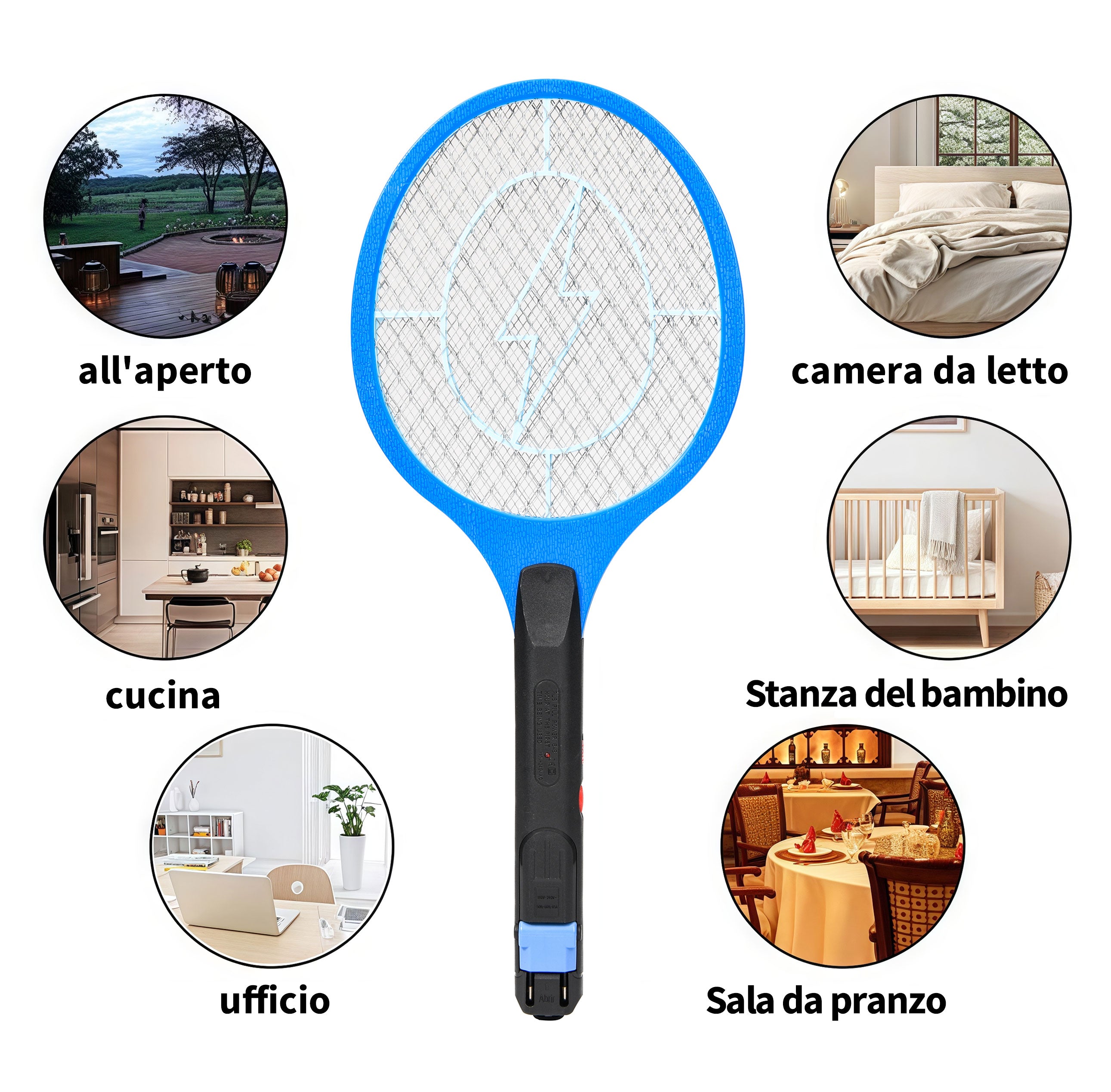 Tekone Racchetta Elettrica Anti Zanzare 300mAh – Ricarica AC, Compatta e Potente