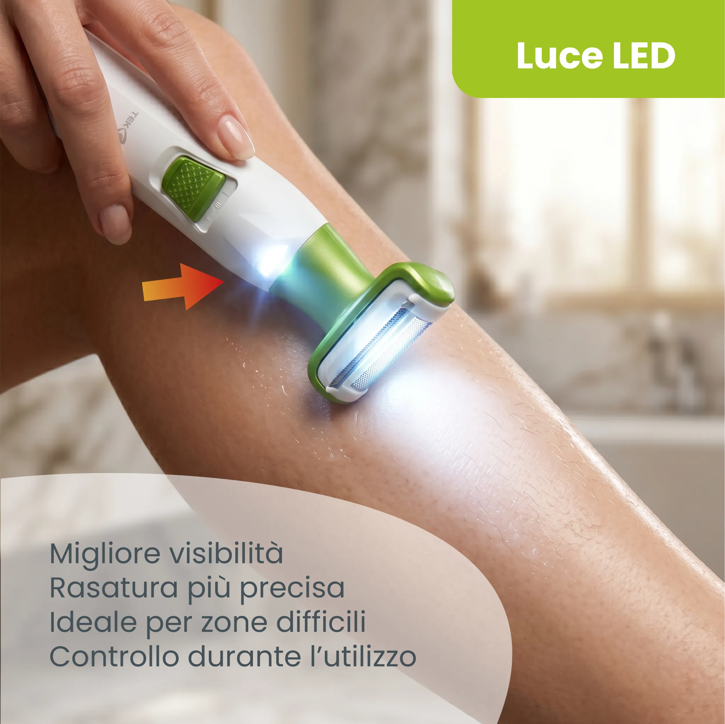 Tekone Rasoio Elettrico Ricaricabile Corpo Donna Uomo con Luce LED