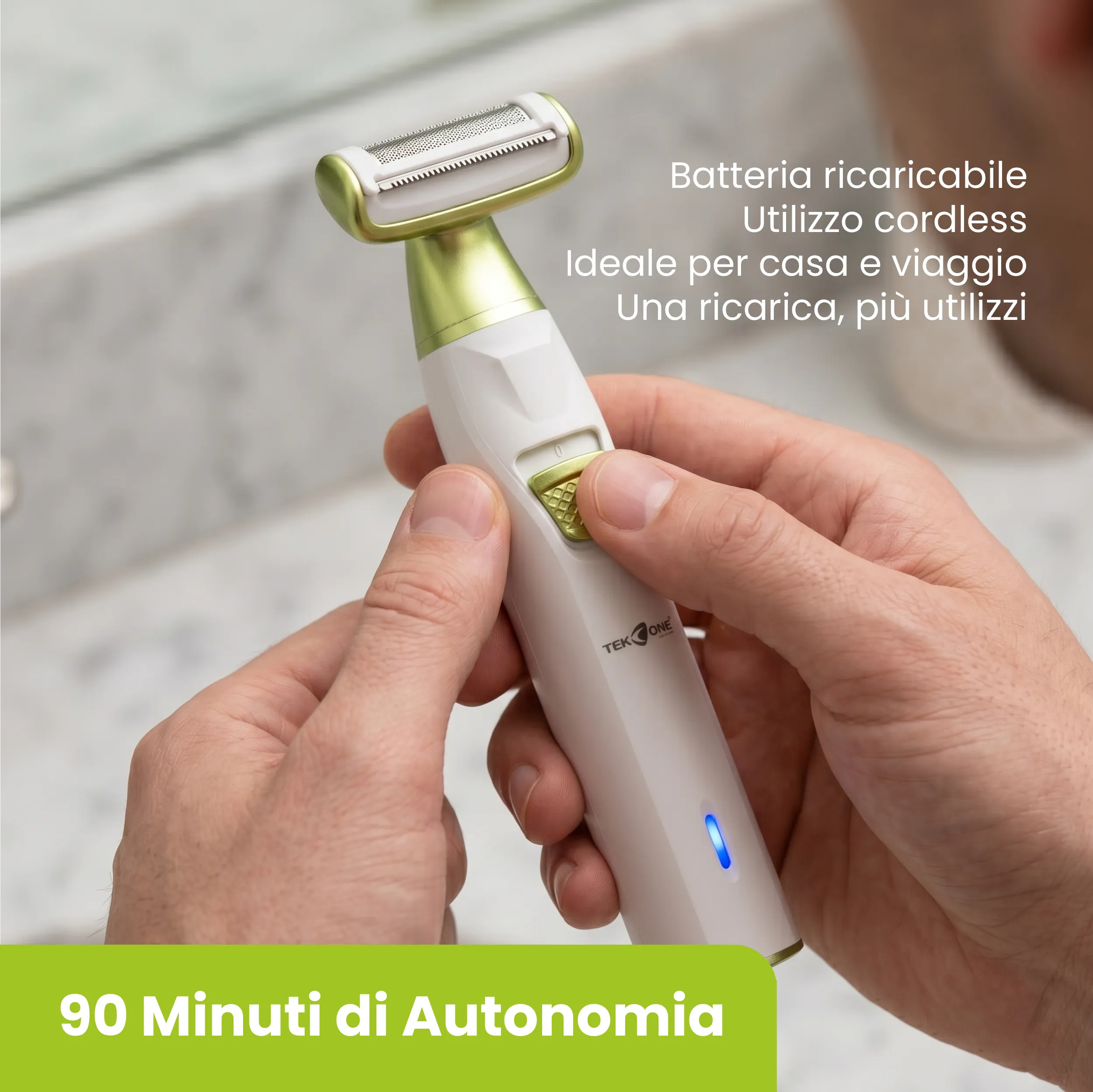 Tekone Rasoio Elettrico Ricaricabile Corpo Donna Uomo con Luce LED
