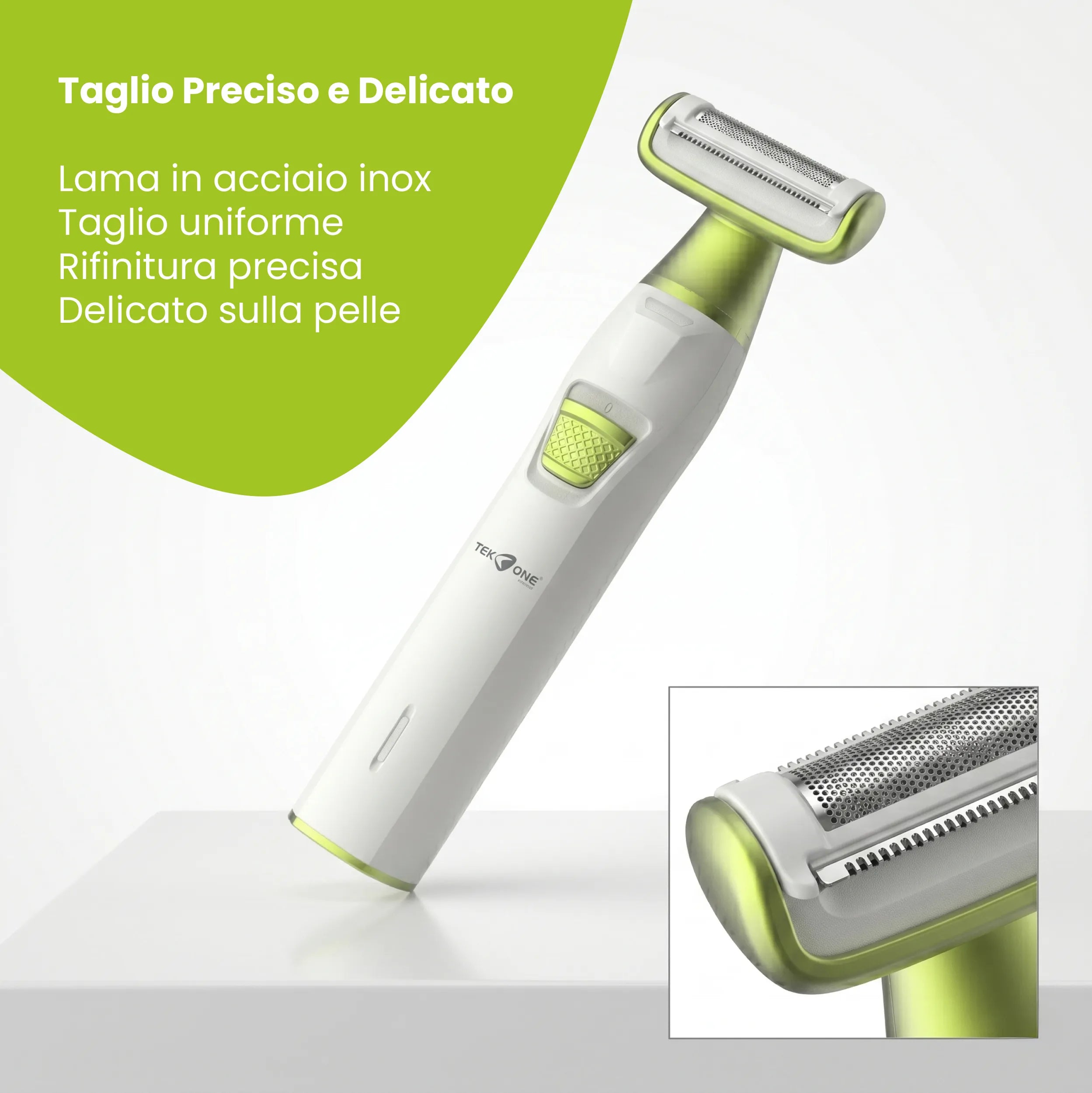Tekone Rasoio Elettrico Ricaricabile Corpo Donna Uomo con Luce LED