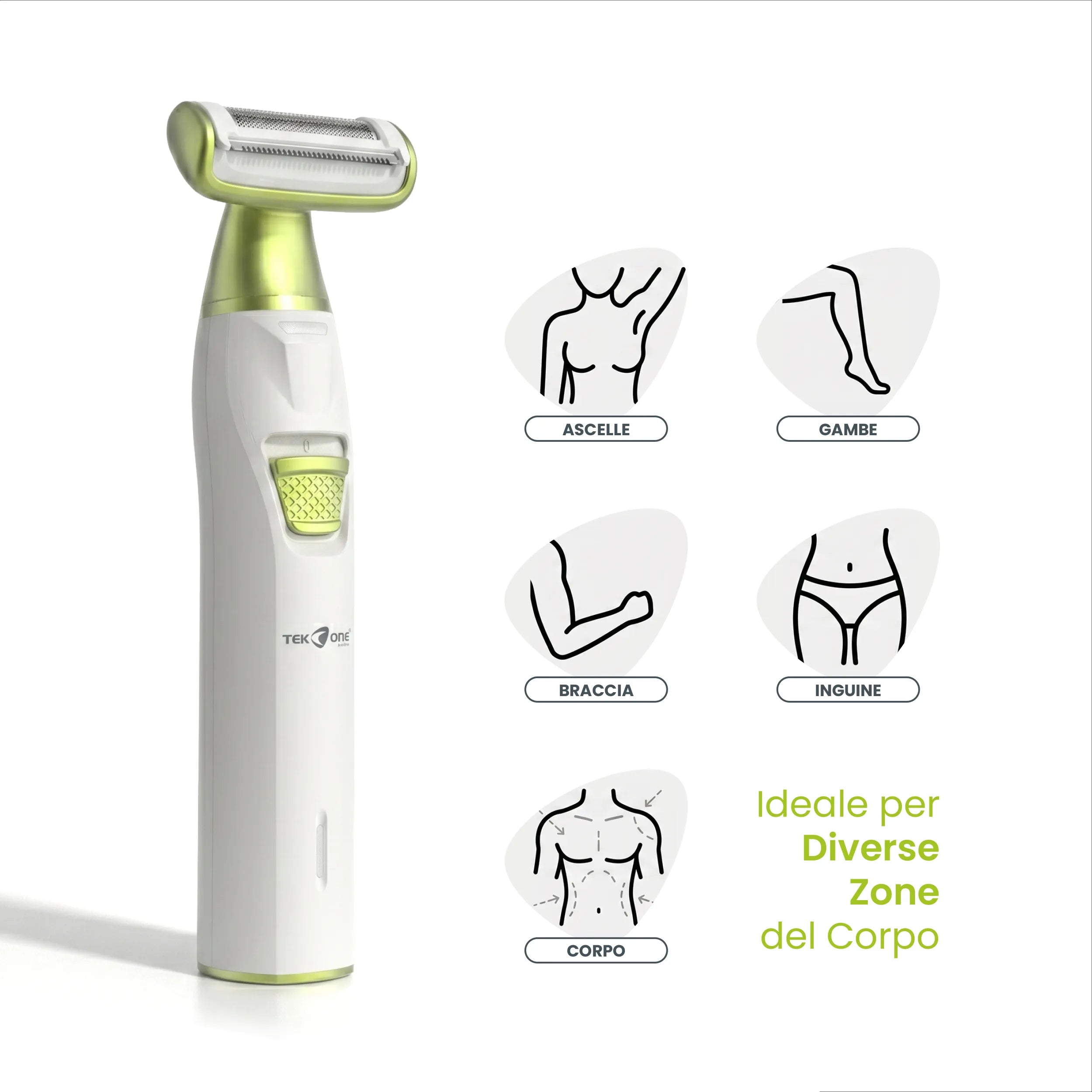 Tekone Rasoio Elettrico Ricaricabile Corpo Donna Uomo con Luce LED