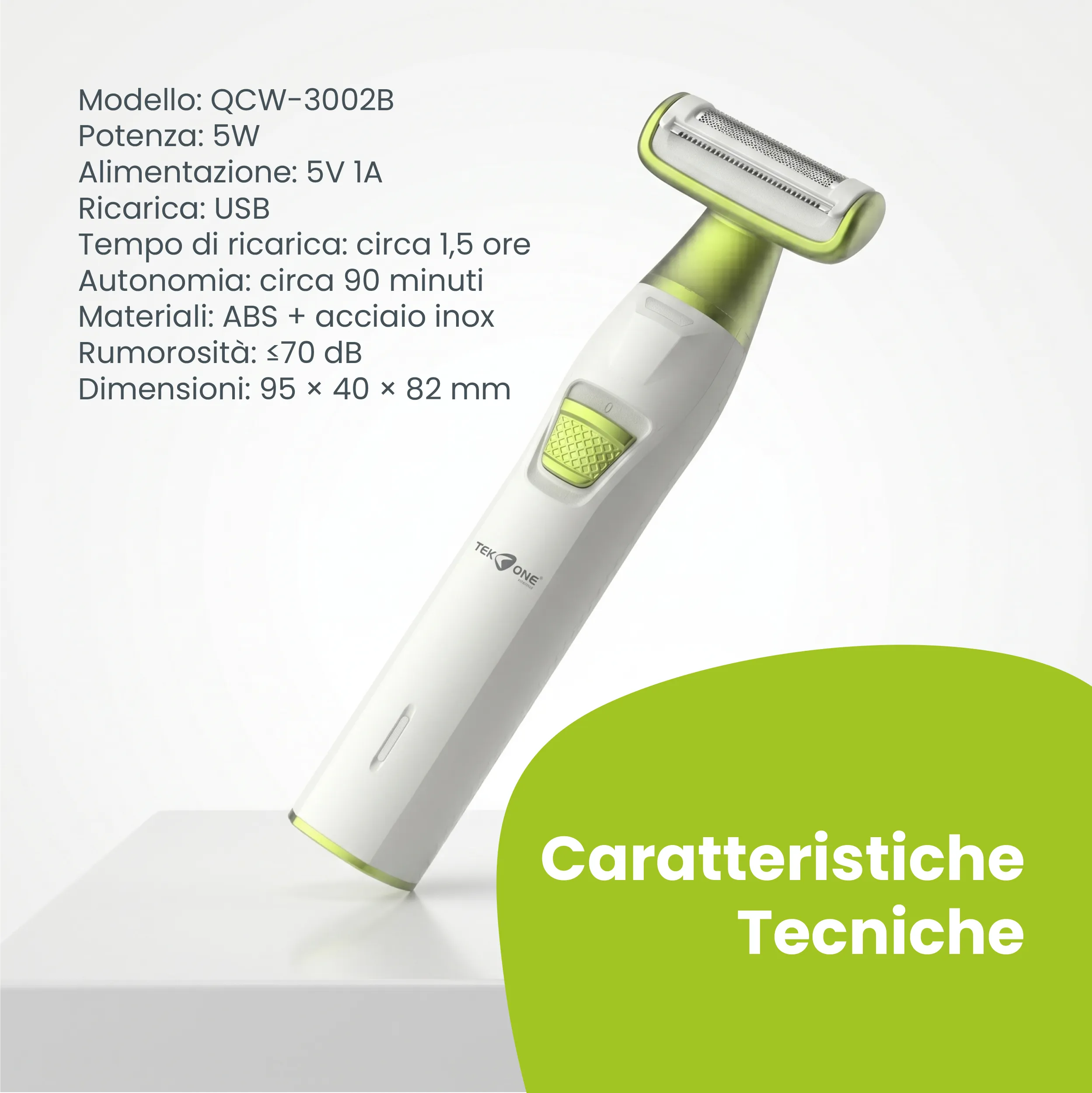 Tekone Rasoio Elettrico Ricaricabile Corpo Donna Uomo con Luce LED