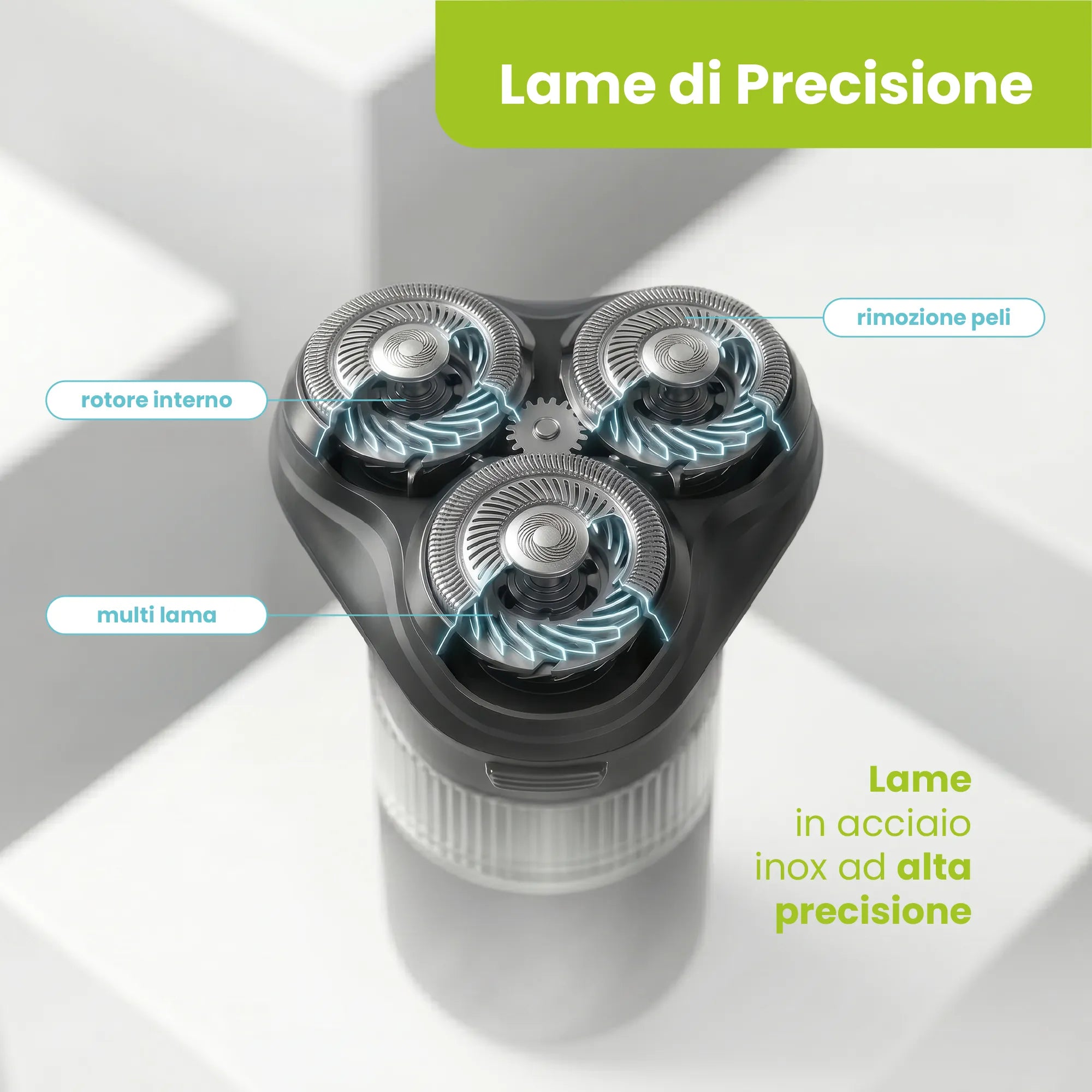 Tekone Mini Rasoio Elettrico Tripla Testina Ricaricabile USB-C IPX6