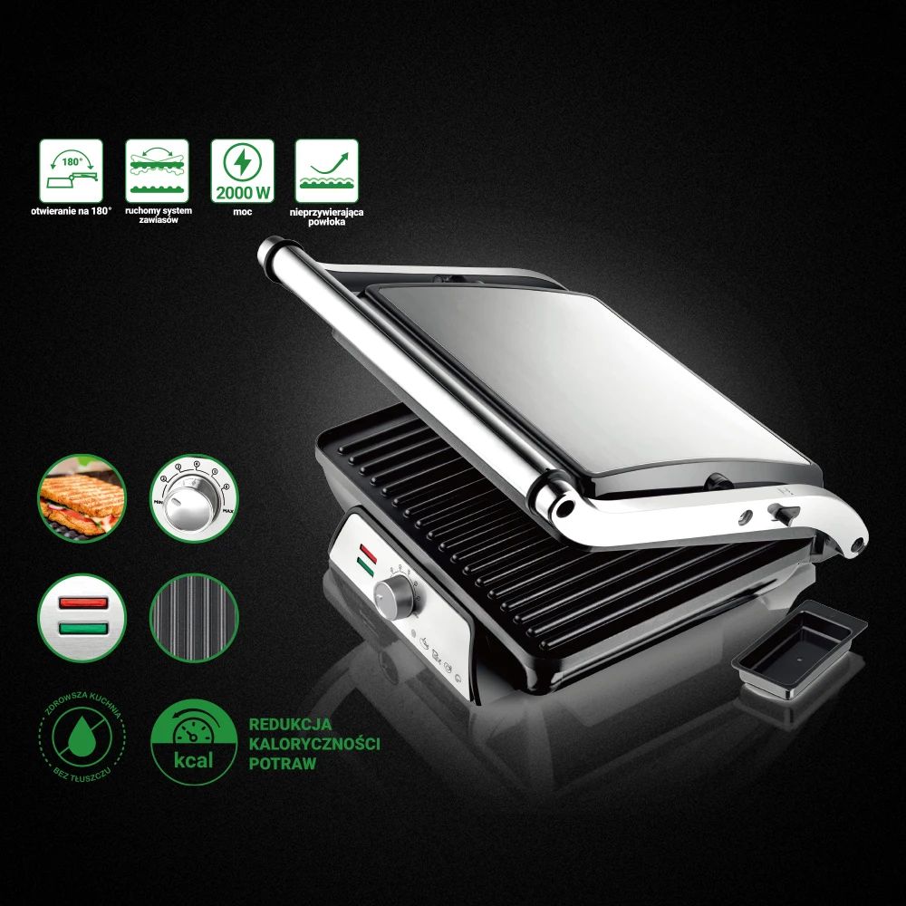 TekOne Tostapane e grill elettrico 2000W con termostato regolabile