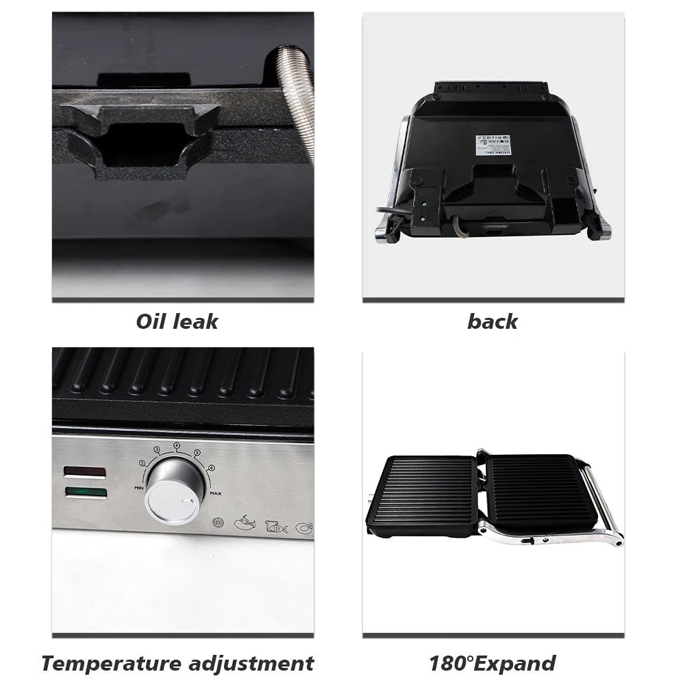 TekOne Tostapane e grill elettrico 2000W con termostato regolabile