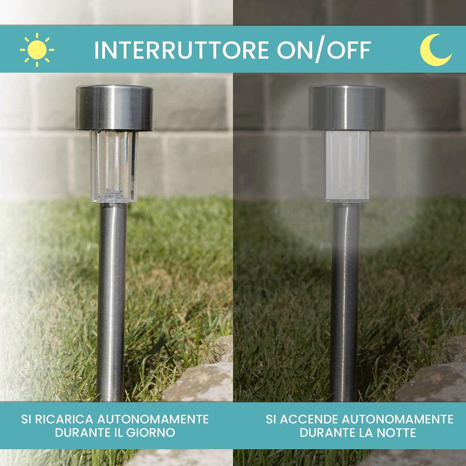 TekOne Set 20 Lampade Solari da Giardino con Picchetto, Luce LED Bianca 4000K per Esterni