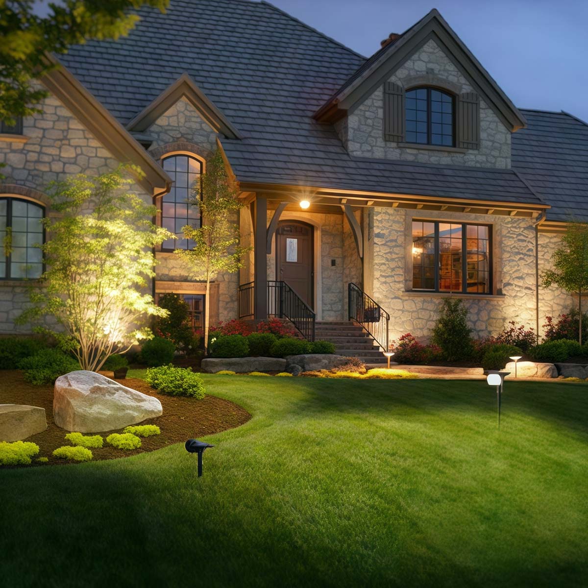 Tekone Luce da Giardino Solare LED con Picchetto – Effetto Decorativo, Batteria 1200mAh, Sensore Crepuscolare