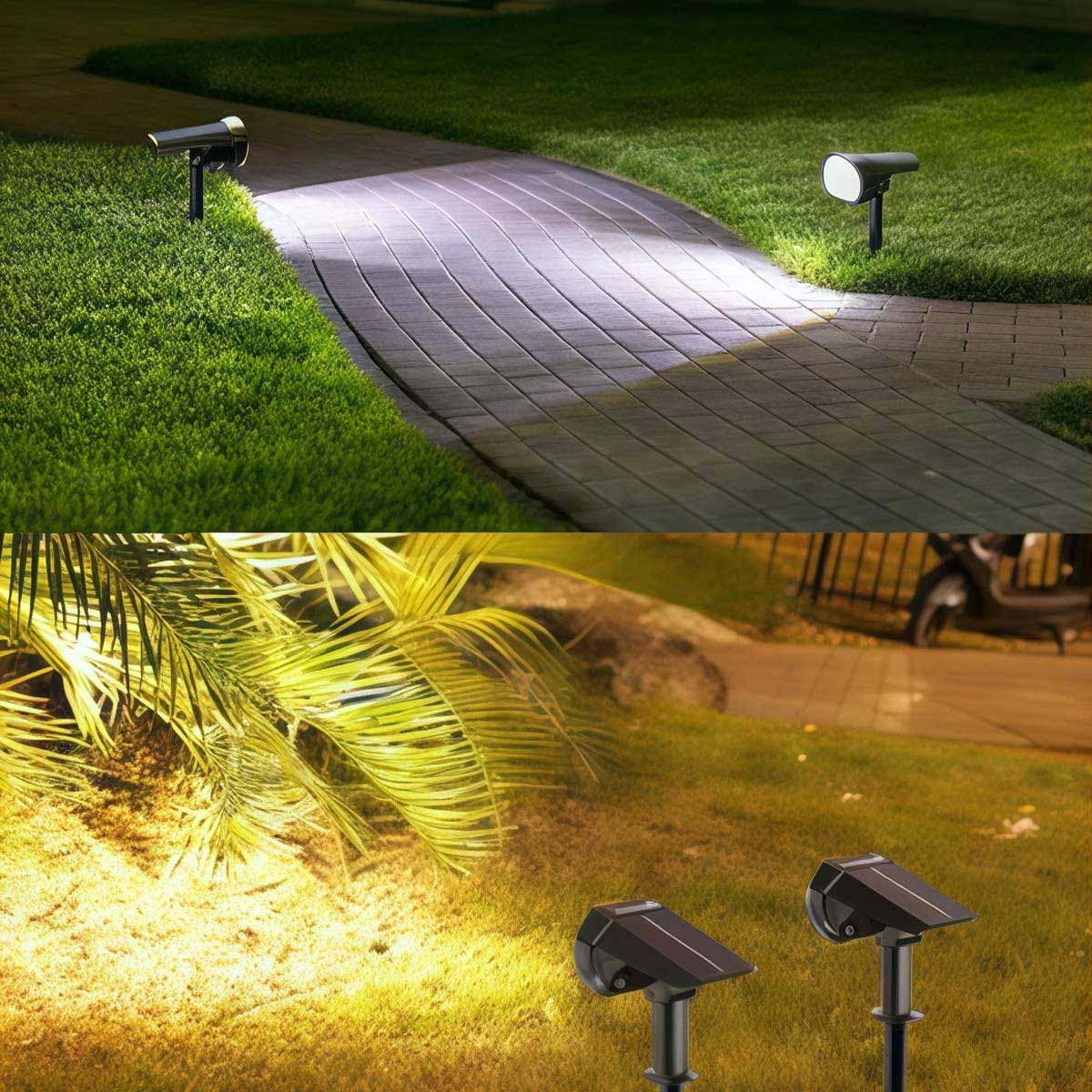 Tekone Luce da Giardino Solare LED con Picchetto – Effetto Decorativo, Batteria 1200mAh, Sensore Crepuscolare