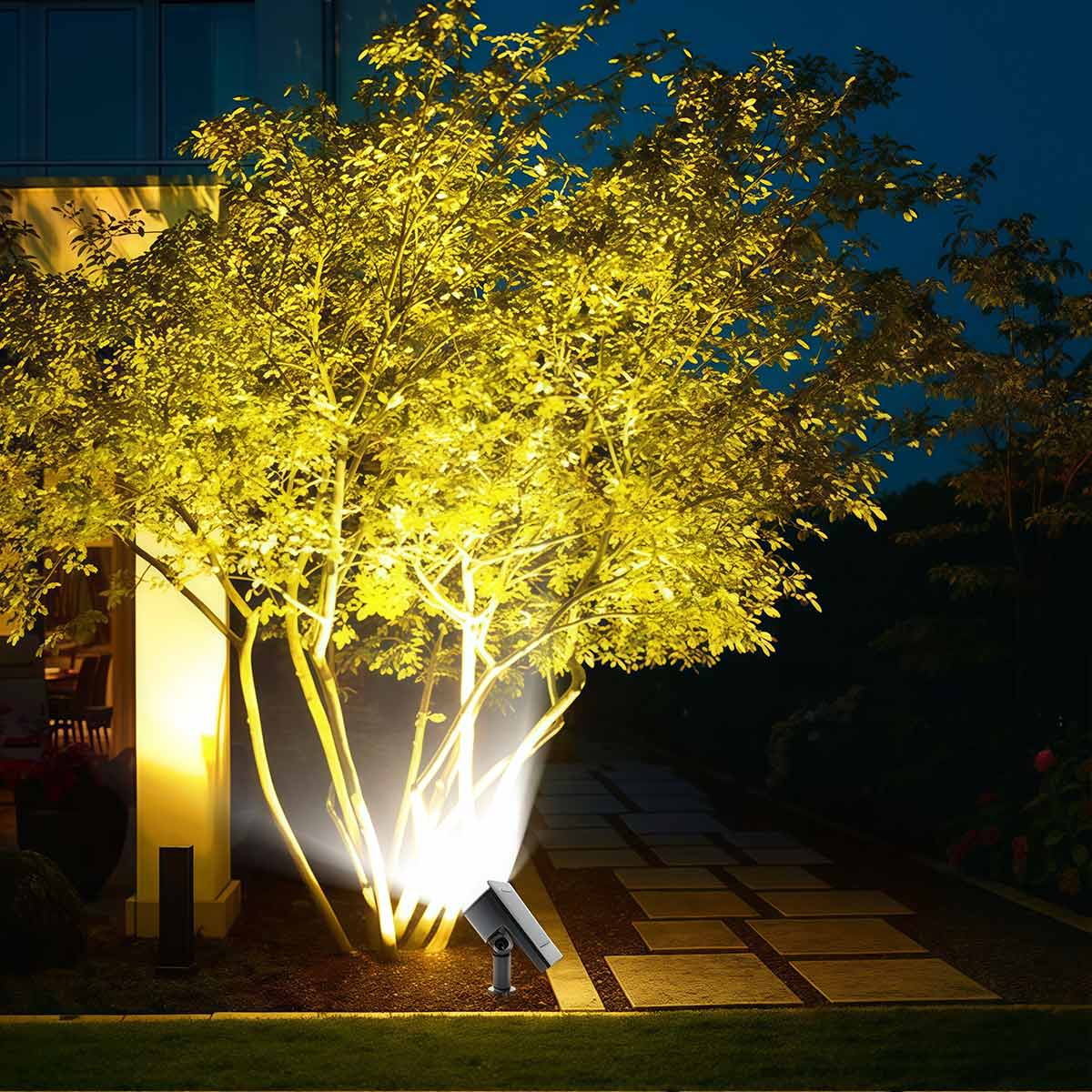 Tekone Luce da Giardino Solare LED con Picchetto – Effetto Decorativo, Batteria 1200mAh, Sensore Crepuscolare